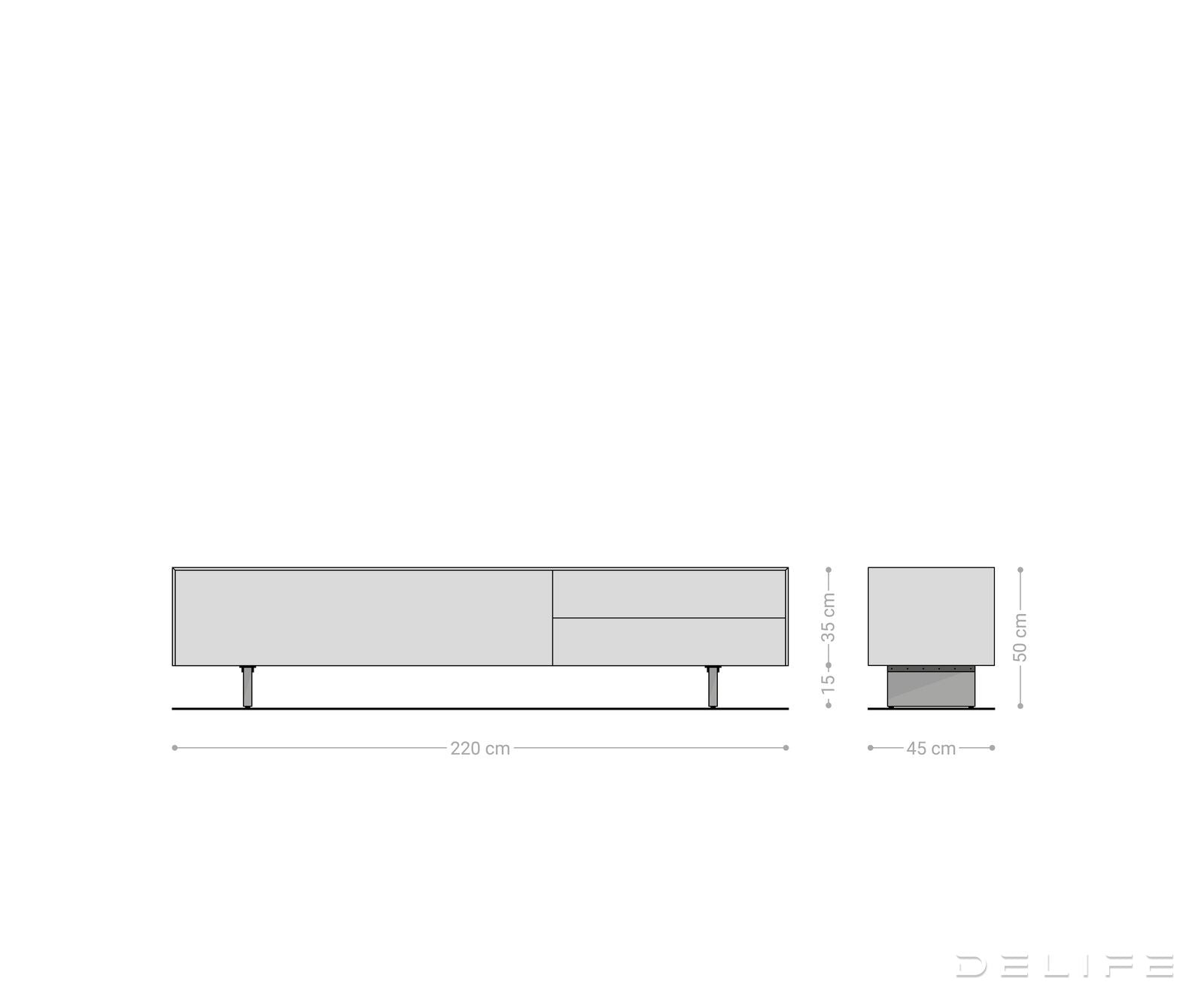 Tv komoda Cuor 220x45cm, Materijal: Emperador Extra Lucidato