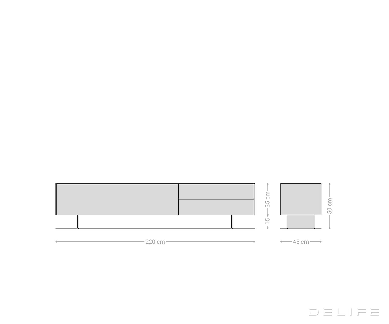 Tv komoda Cuor 220x45cm, Materijal: Emperador Extra Lucidato