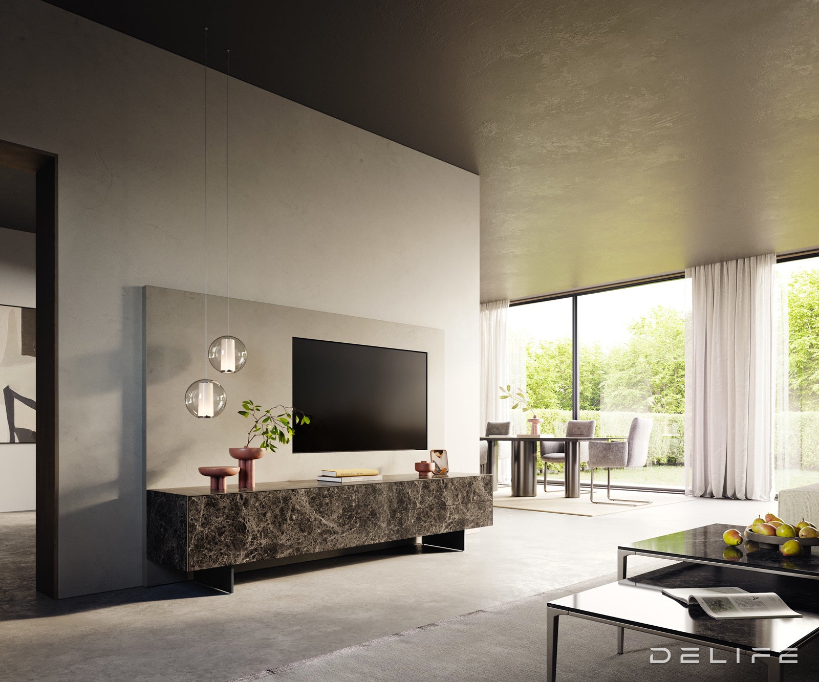 Tv komoda Cuor 220x45cm, Materijal: Emperador Extra Lucidato