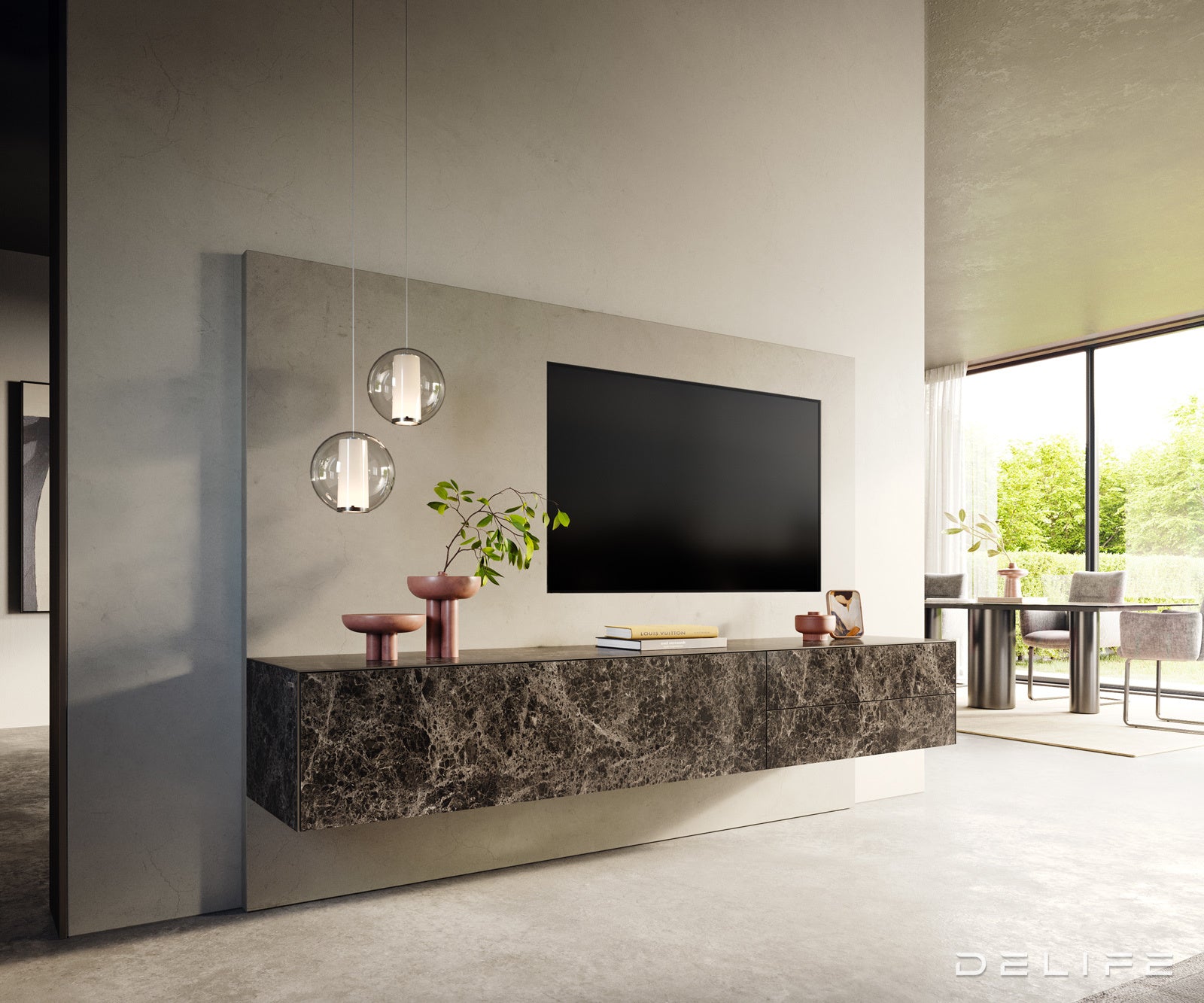 Tv komoda Cuor 220x45cm, Materijal: Emperador Extra Lucidato