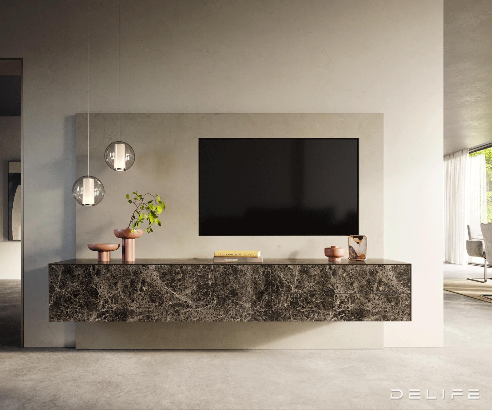 Tv komoda Cuor 220x45cm, Materijal: Emperador Extra Lucidato