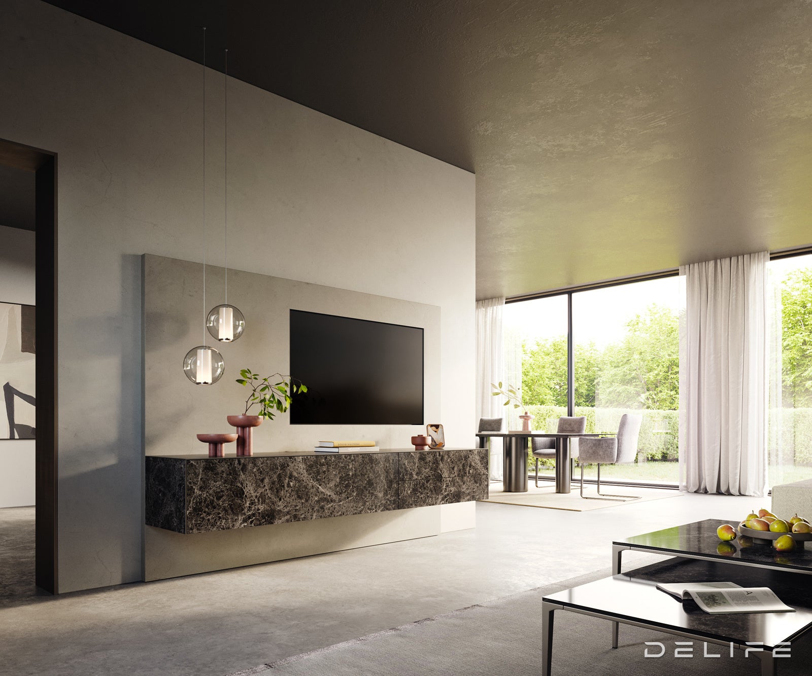 Tv komoda Cuor 220x45cm, Materijal: Emperador Extra Lucidato