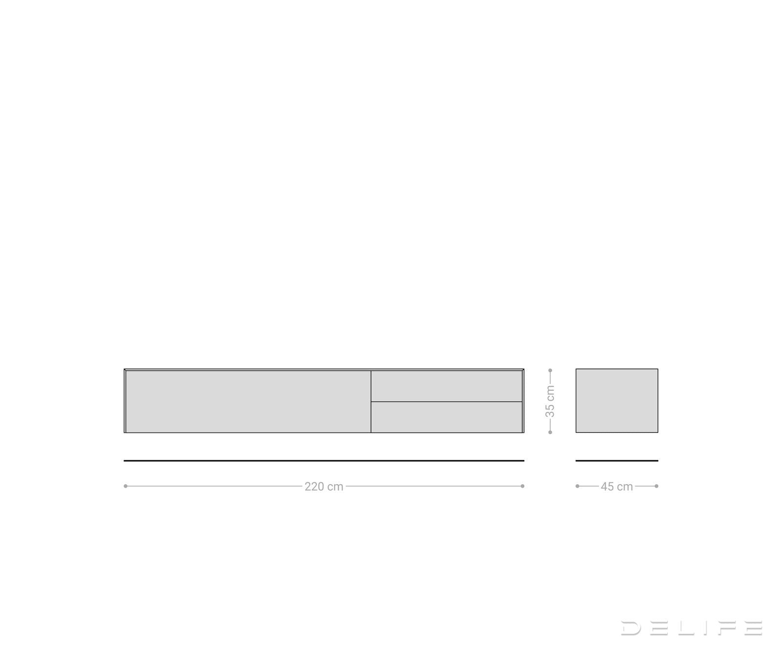 Tv komoda Cuor 220x45cm, Materijal: Emperador Extra Lucidato