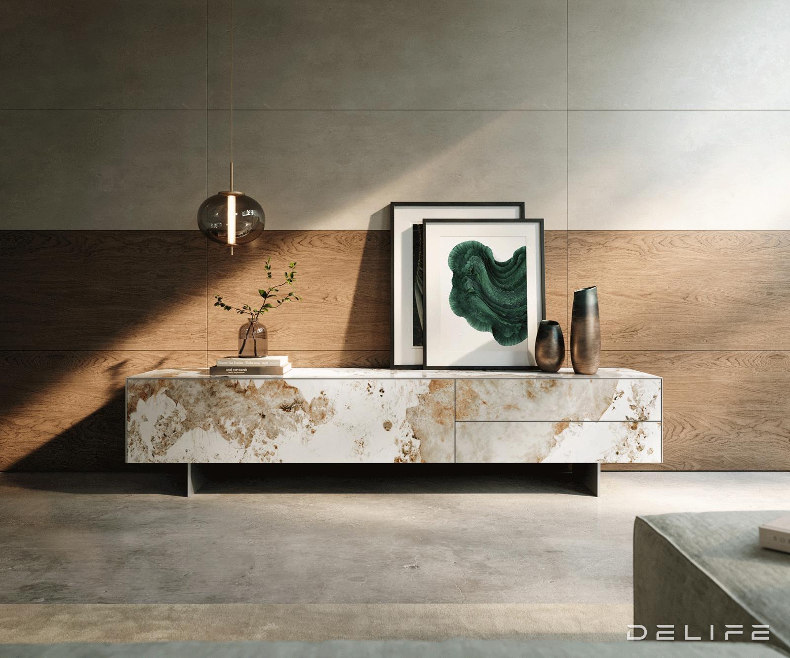 Tv komoda Cuor 220x50cm, Materijal: Keramika Minas Melange