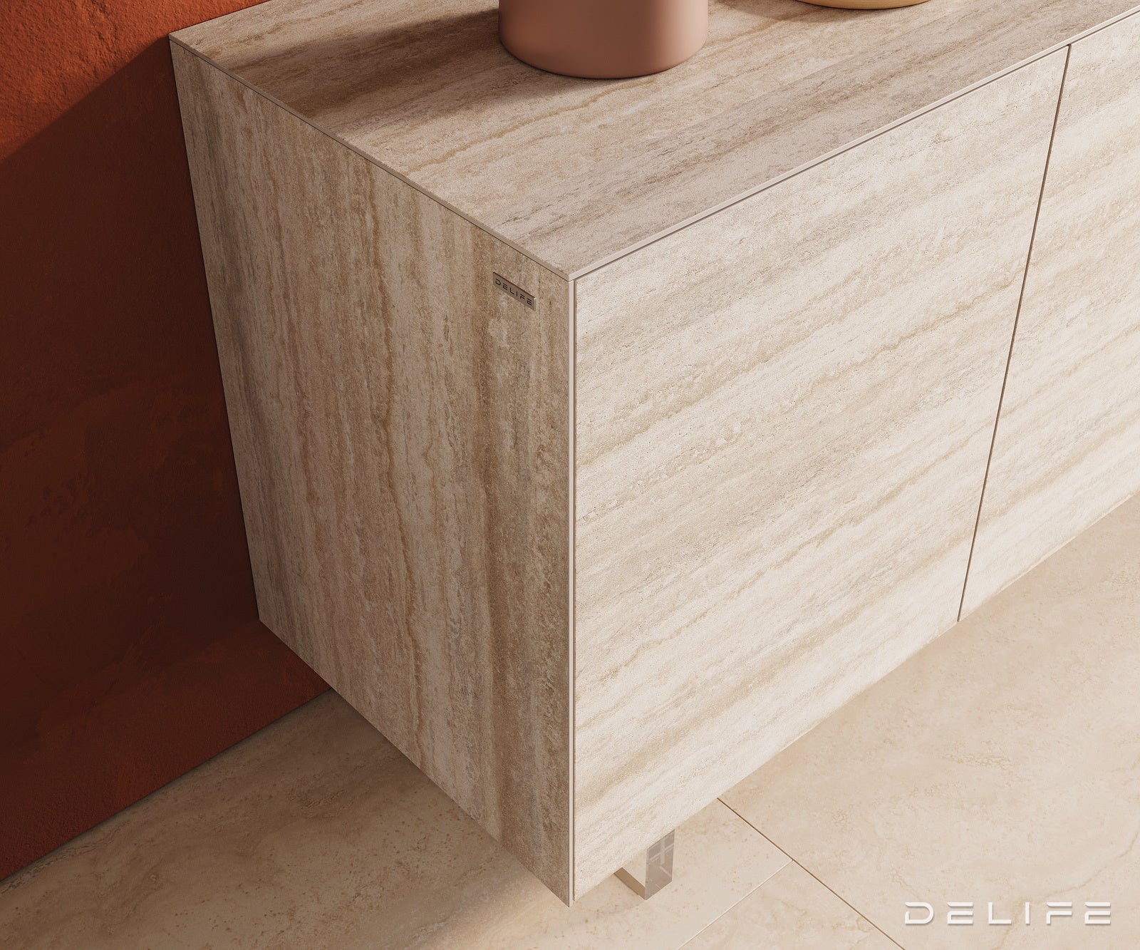 Komoda Cuor 150x45cm, Materijal: Keramika Laminam Travertino Bianco