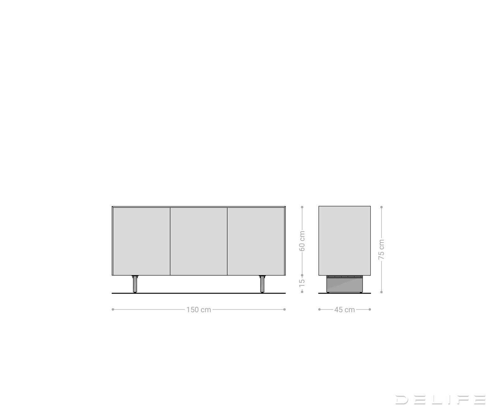 Komoda Cuor 150x45cm, Materijal: Keramika Laminam Travertino Bianco