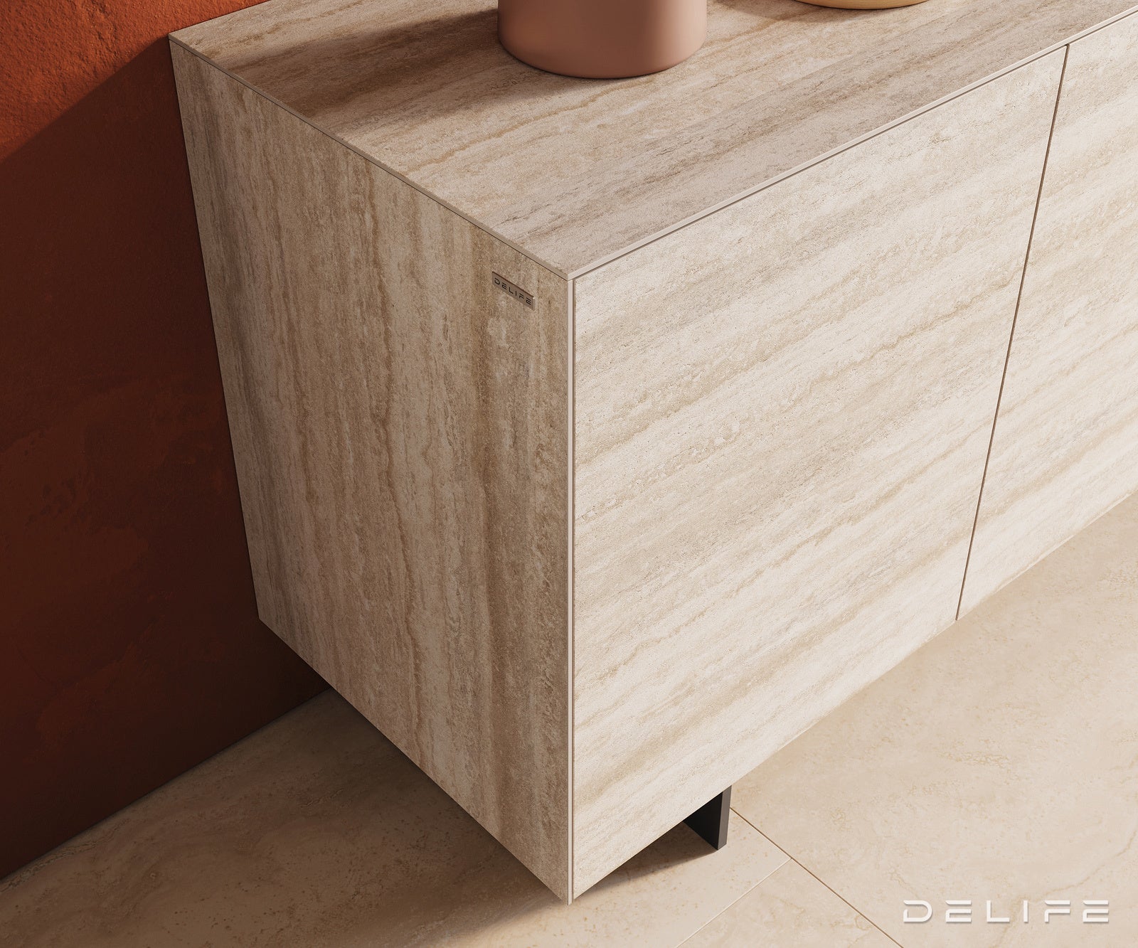 Komoda Cuor 150x45cm, Materijal: Keramika Laminam Travertino Bianco