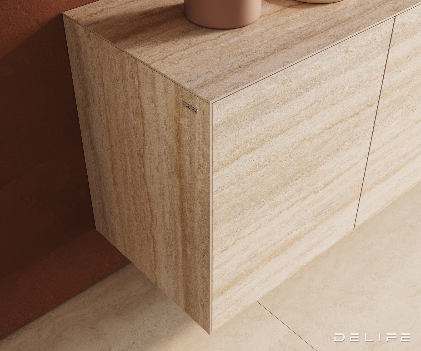 Komoda Cuor 150x45cm, Materijal: Keramika Laminam Travertino Bianco