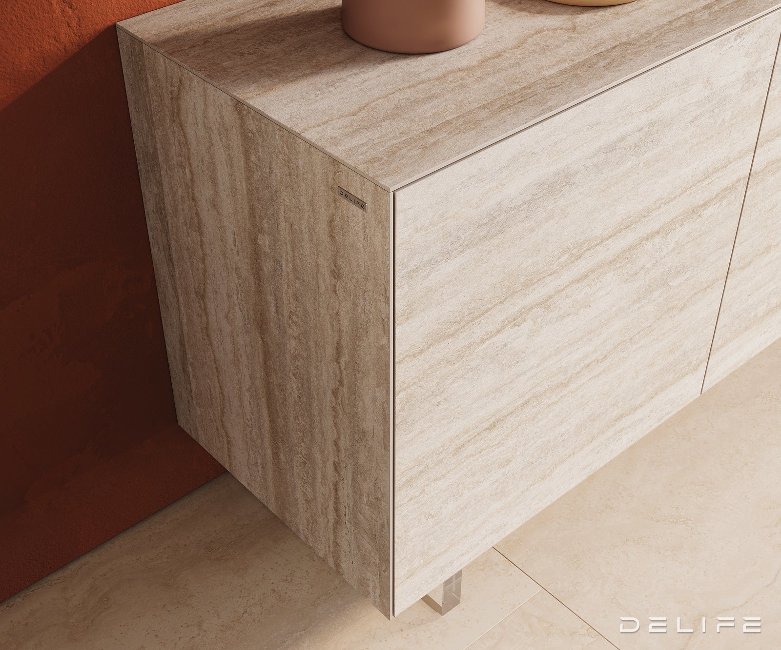 Komoda Cuor 180x45cm, Materijal: Keramika Laminam Travertino Bianco