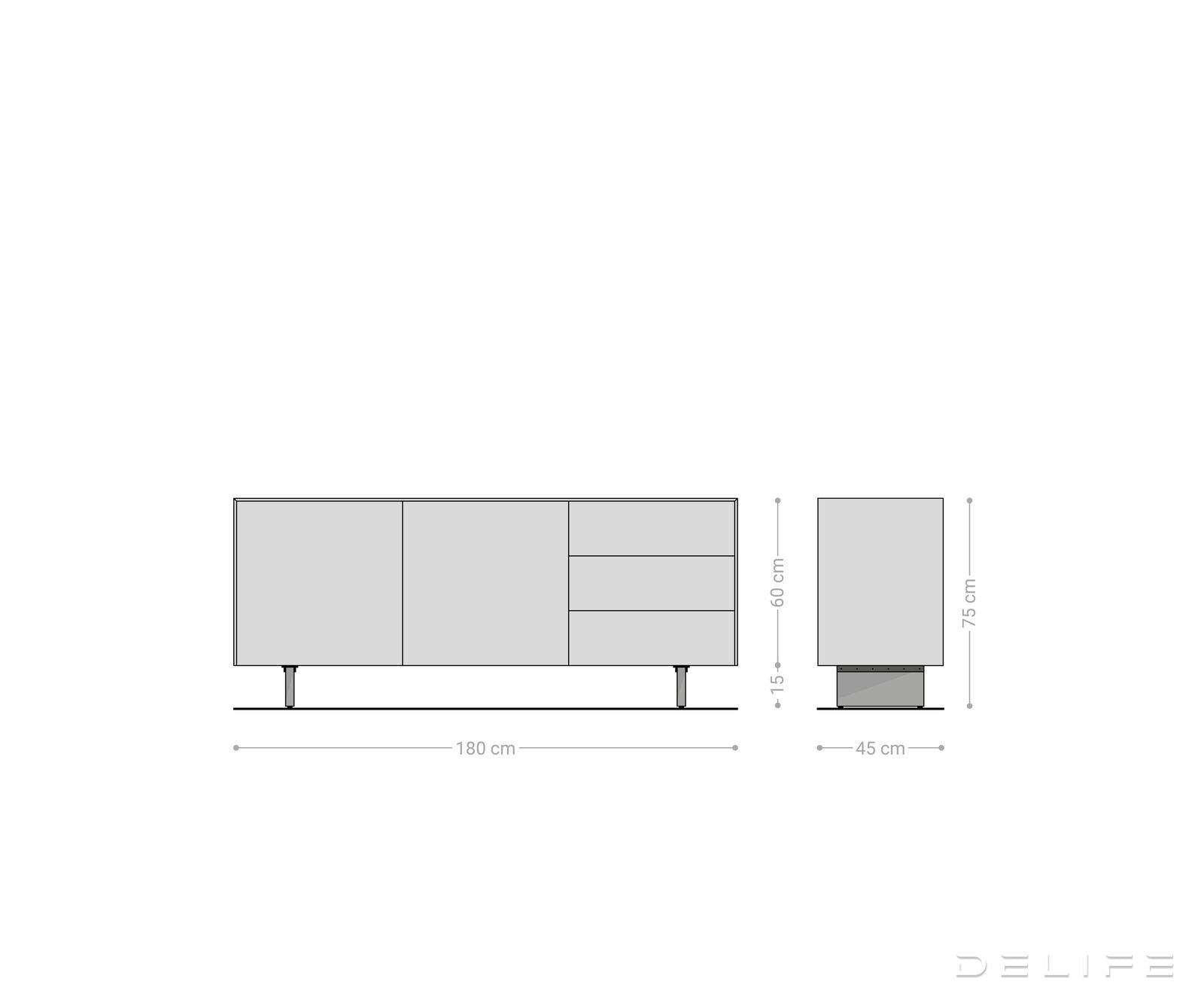 Komoda Cuor 180x45cm, Materijal: Keramika Laminam Travertino Bianco