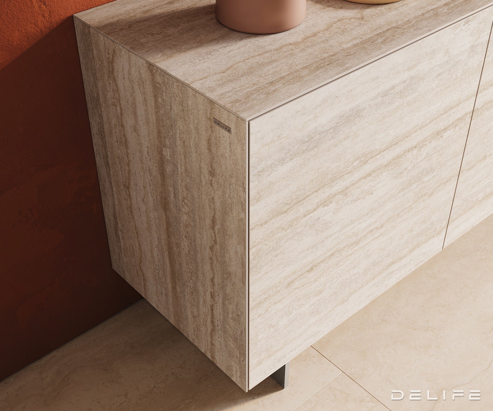 Komoda Cuor 180x45cm, Materijal: Keramika Laminam Travertino Bianco