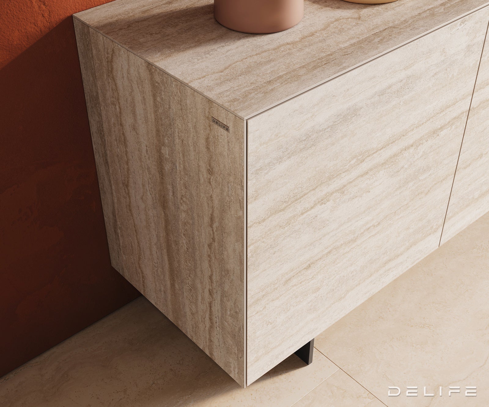 Komoda Cuor 180x45cm, Materijal: Keramika Laminam Travertino Bianco