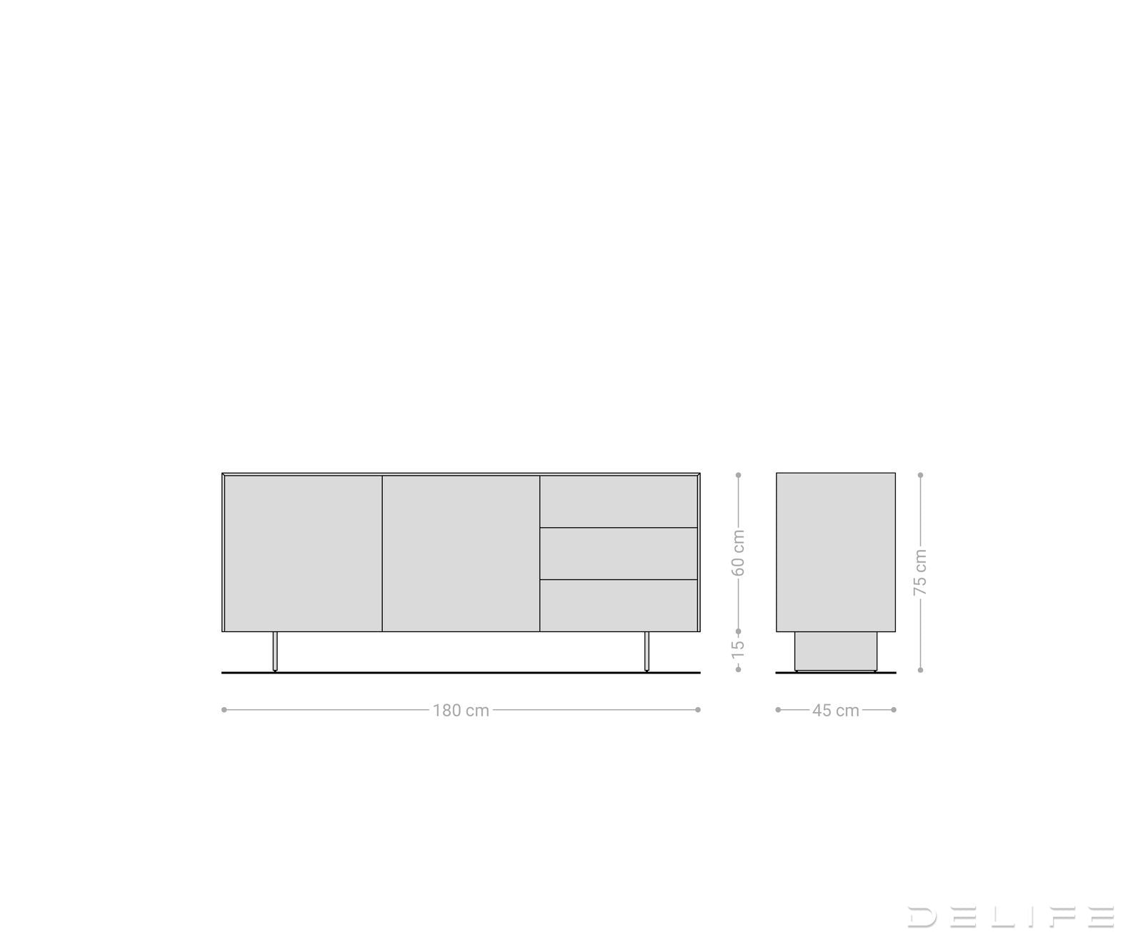 Komoda Cuor 180x45cm, Materijal: Keramika Laminam Travertino Bianco