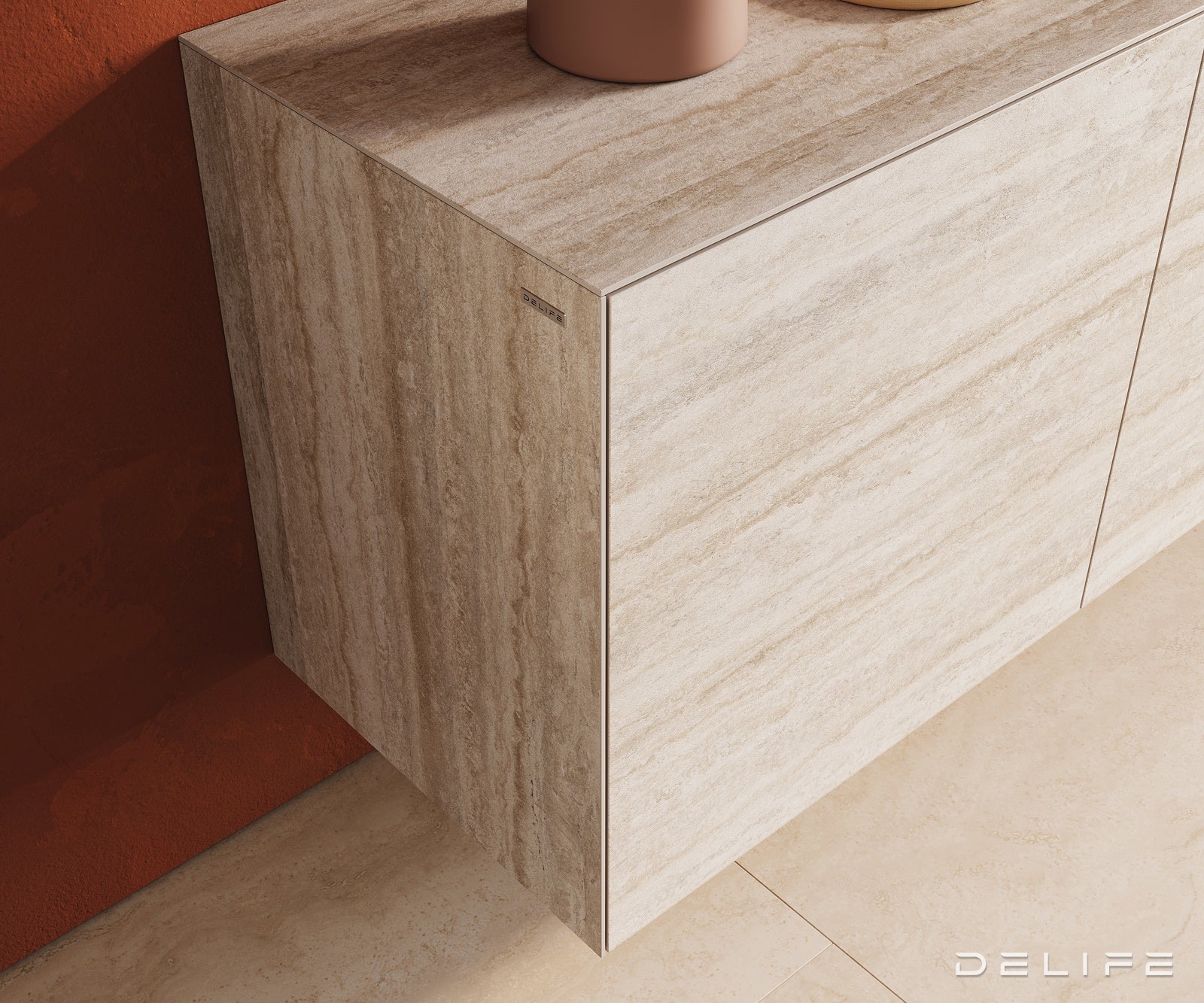 Komoda Cuor 180x45cm, Materijal: Keramika Laminam Travertino Bianco