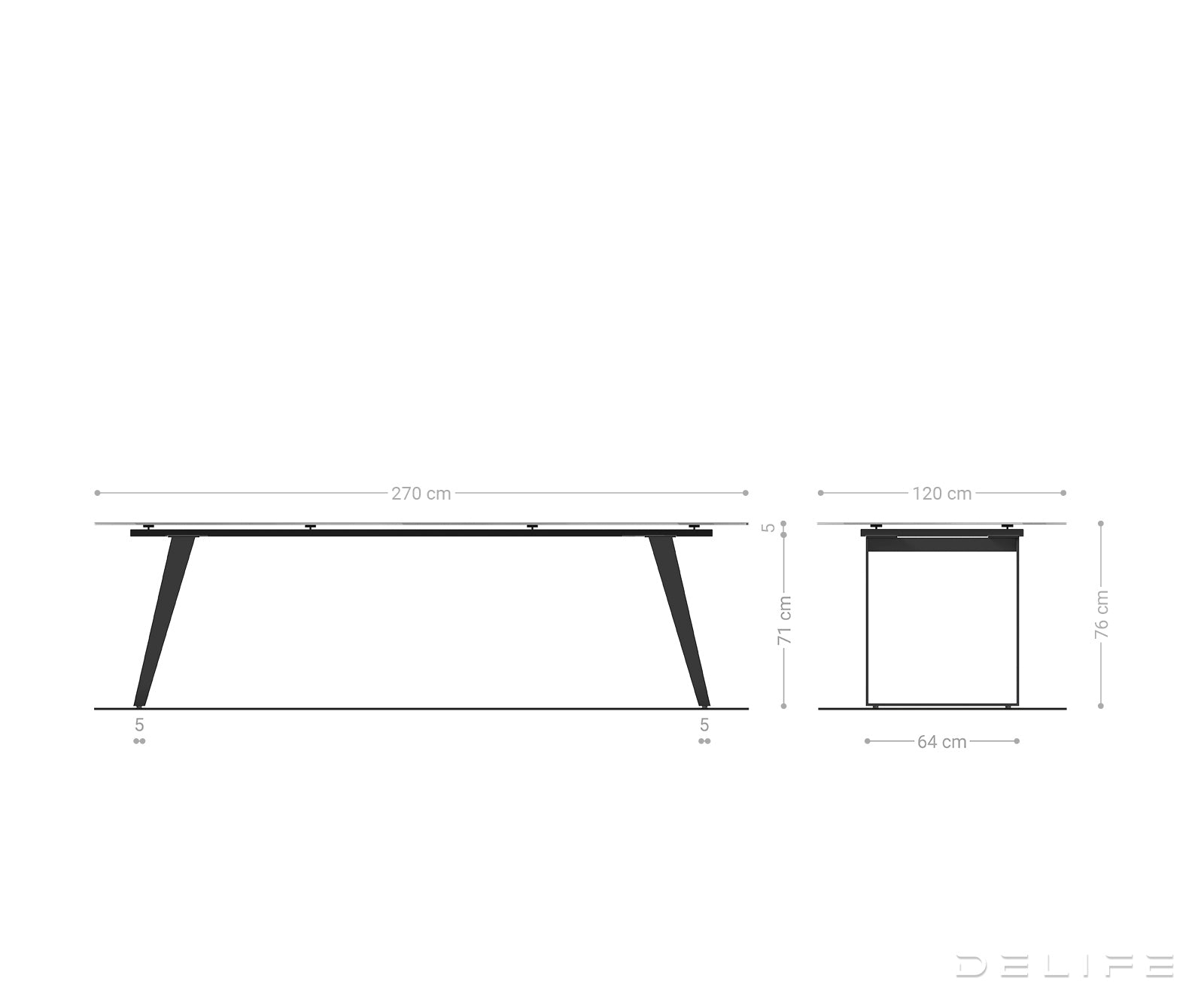 Blagovaonski stol Edge 270x120cm, Materijal: Bagrem