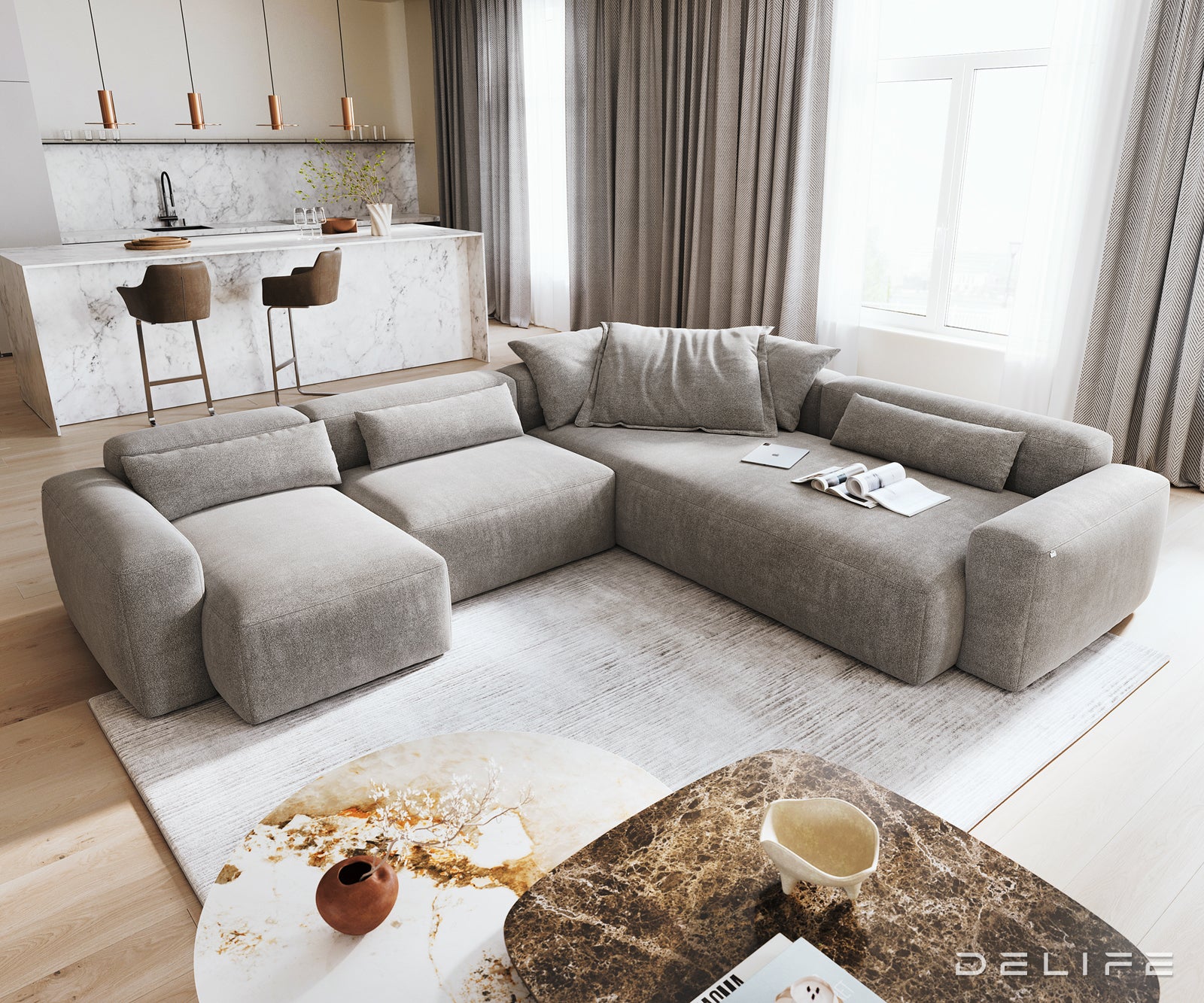 Modularna garnitura Freestyle 360x290cm, Materijal: Strukturirana tkanina