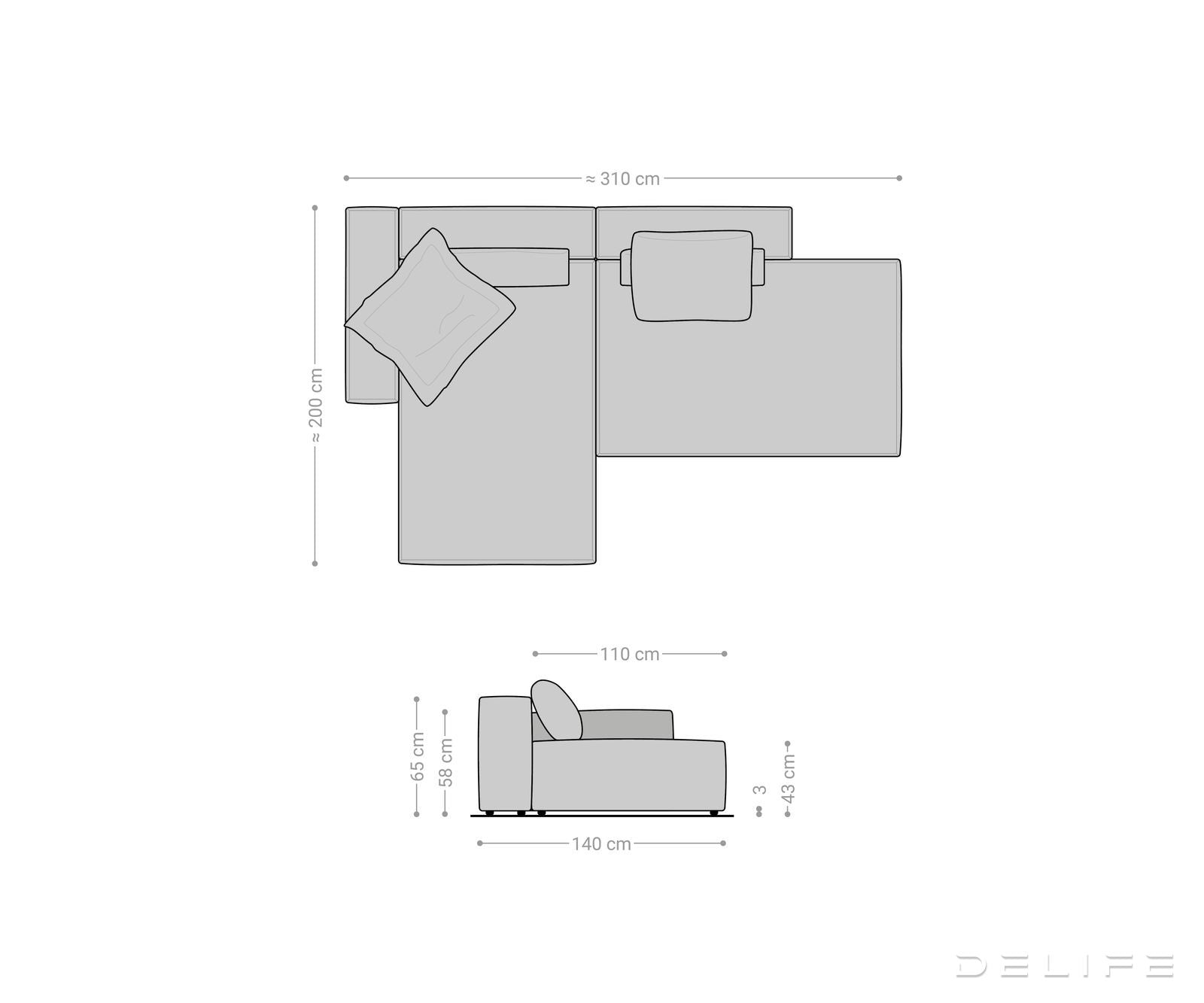 Modularna garnitura Freestyle 310x200cm, Materijal: Tkanina