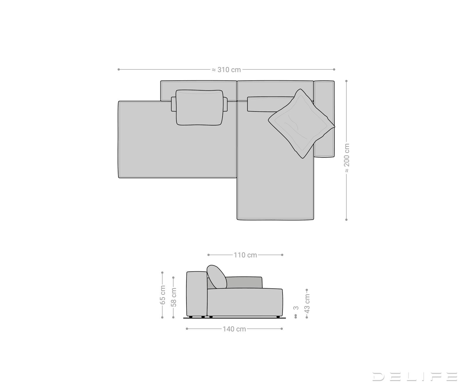 Modularna garnitura Freestyle 310x200cm, Materijal: Strukturirana tkanina