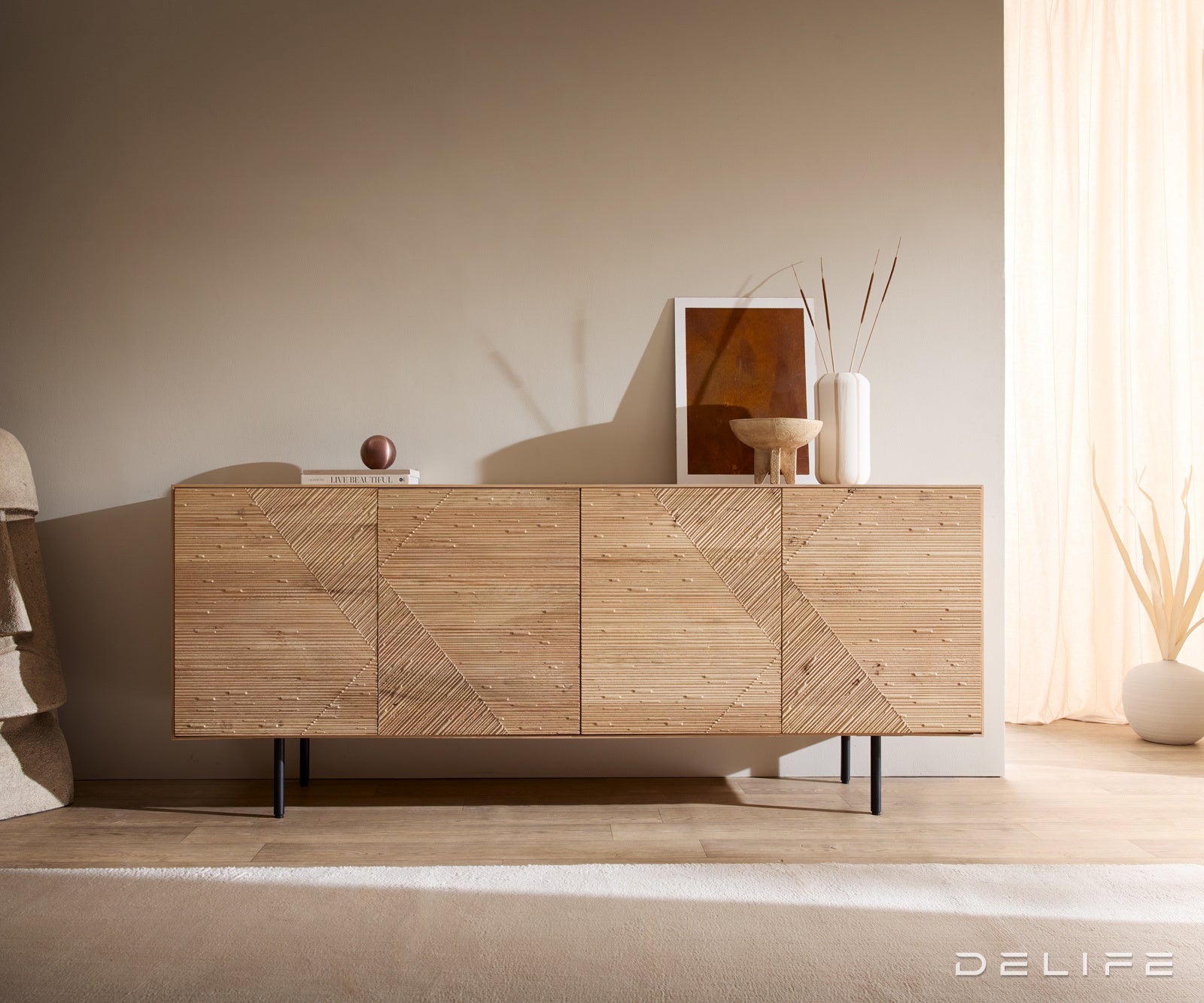 Komoda Tereos 200x45cm, Materijal: Hrast