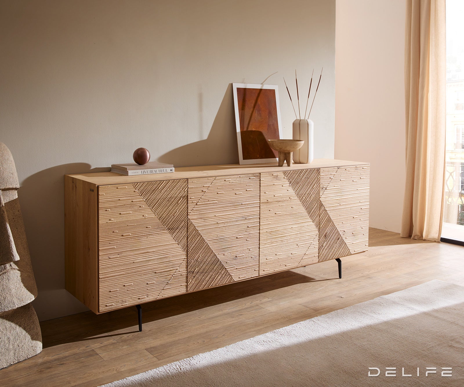 Komoda Tereos 200x45cm, Materijal: Hrast