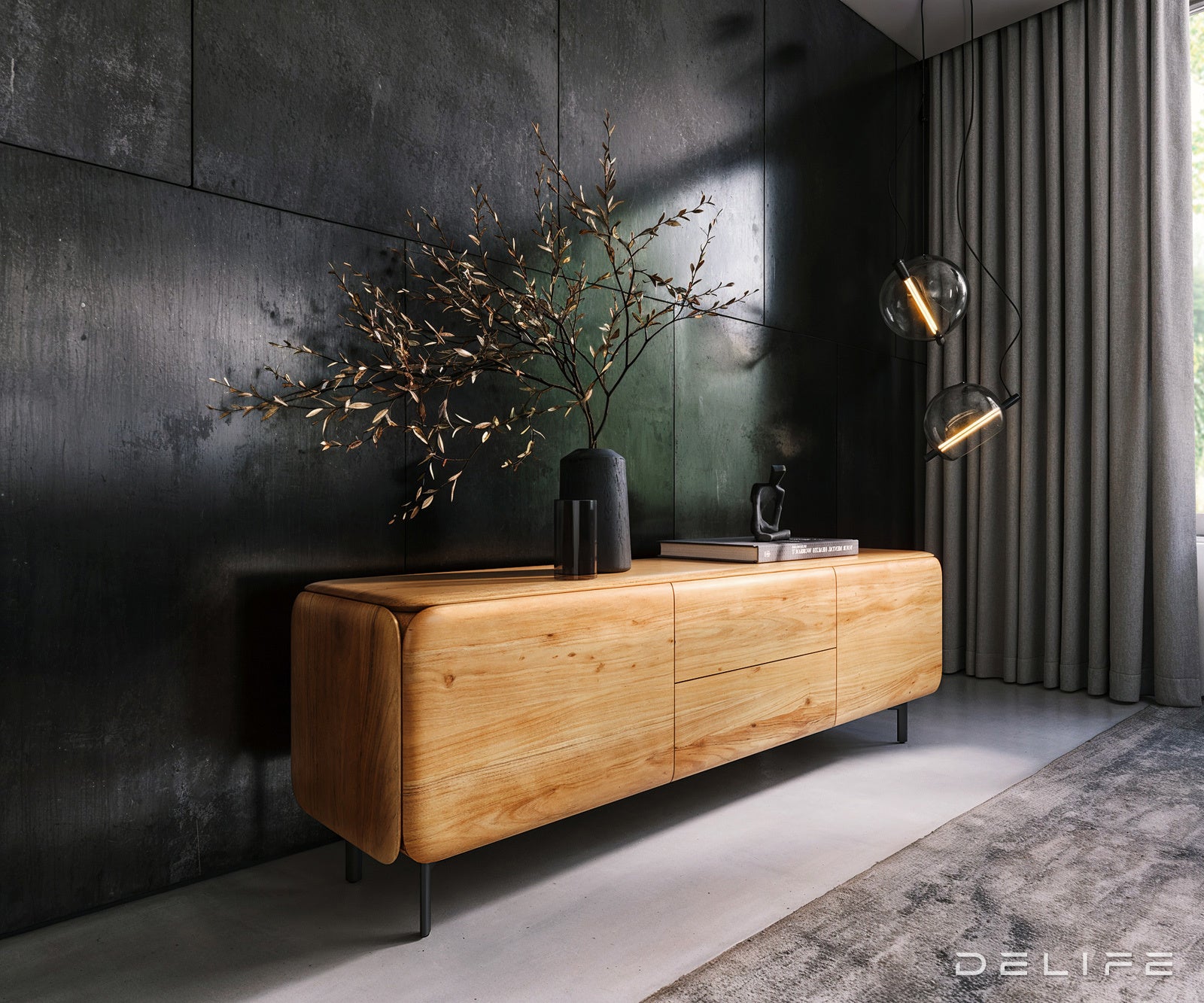 Tv komoda Shavani 175x40cm, Materijal: Bagrem