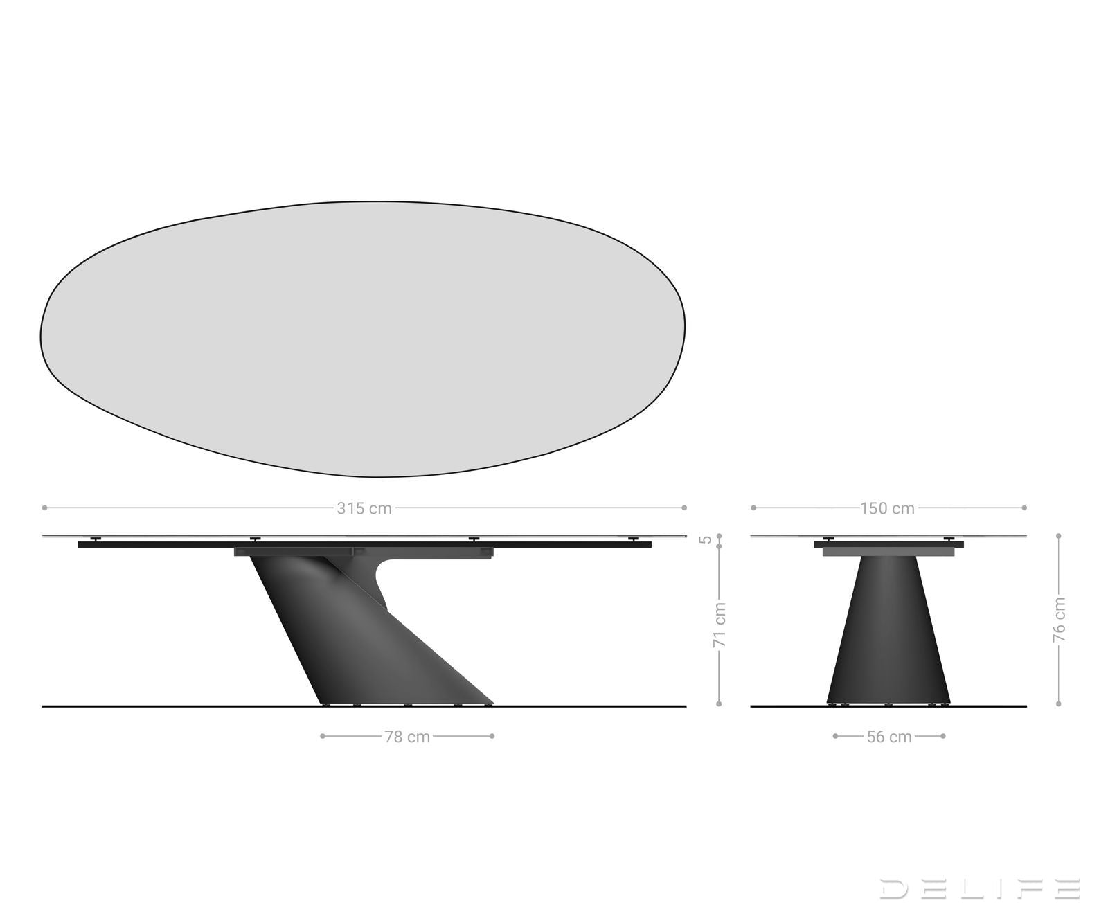 Blagovaonski stol Edge 315x150cm, Materijal: Keramika Emeprador Extra Lucidato
