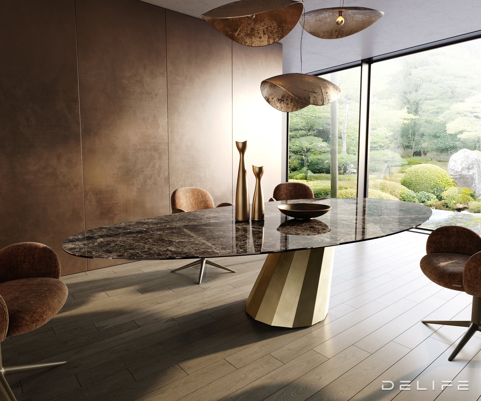 Blagovaonski stol Edge 315x150cm, Materijal: Keramika Laminam Emperador Extra Lucidato