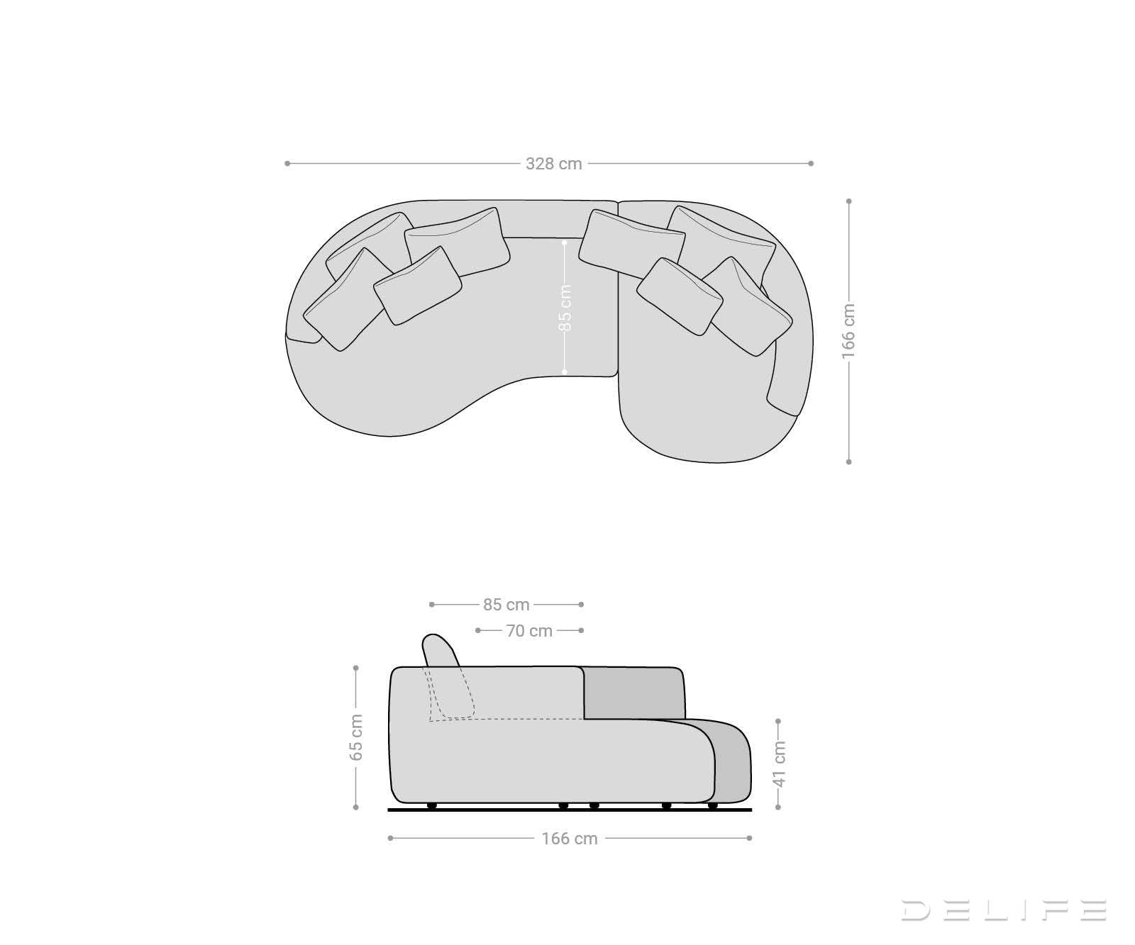Sofa Edina 328x166cm, Materijal: Pliš