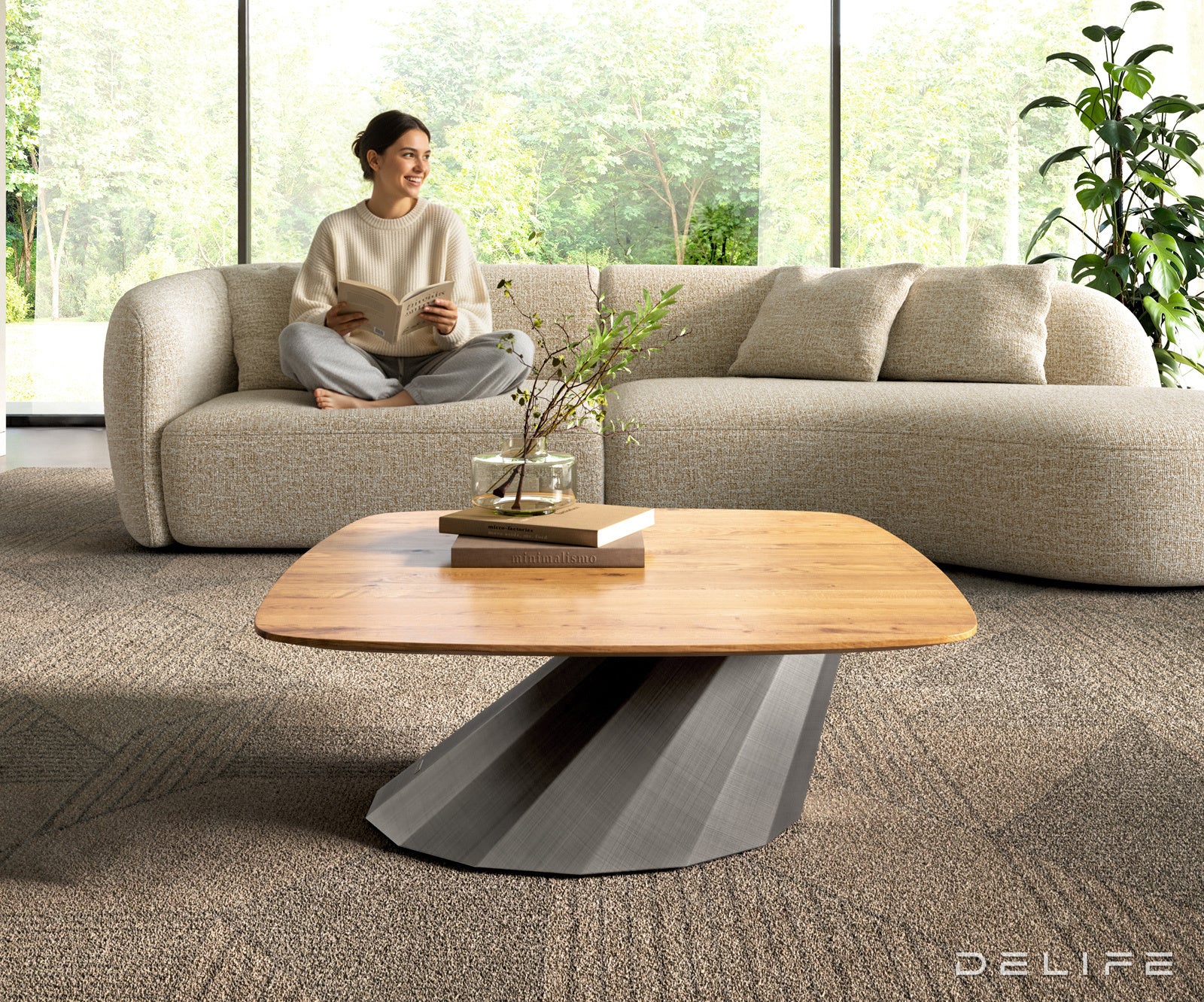 Klub stolić Edge 90x90cm, Materijal: Hrast