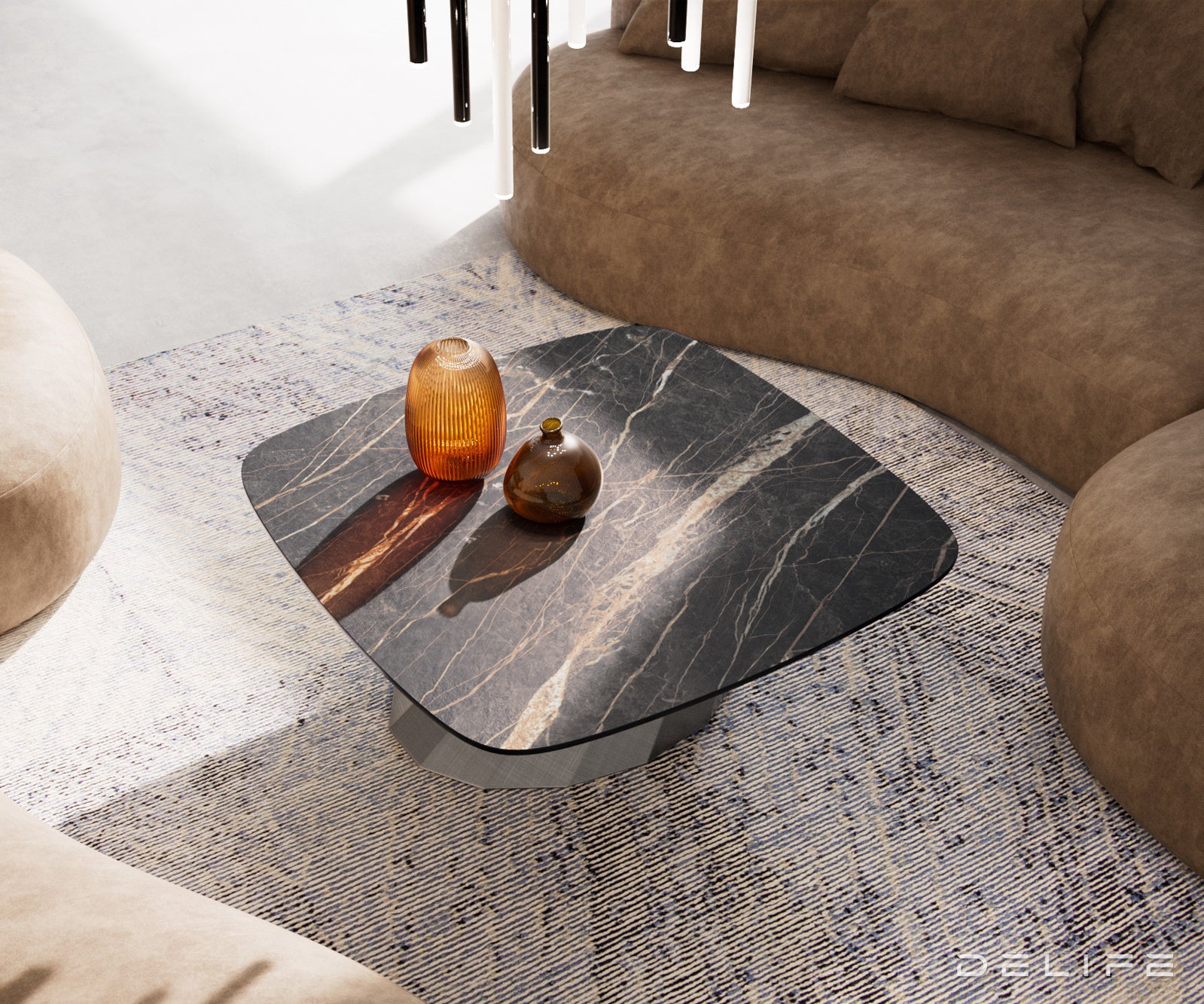 Klub stolić Edge Boot 90x90cm, Materijal: Keramika Laminam Noir Desir