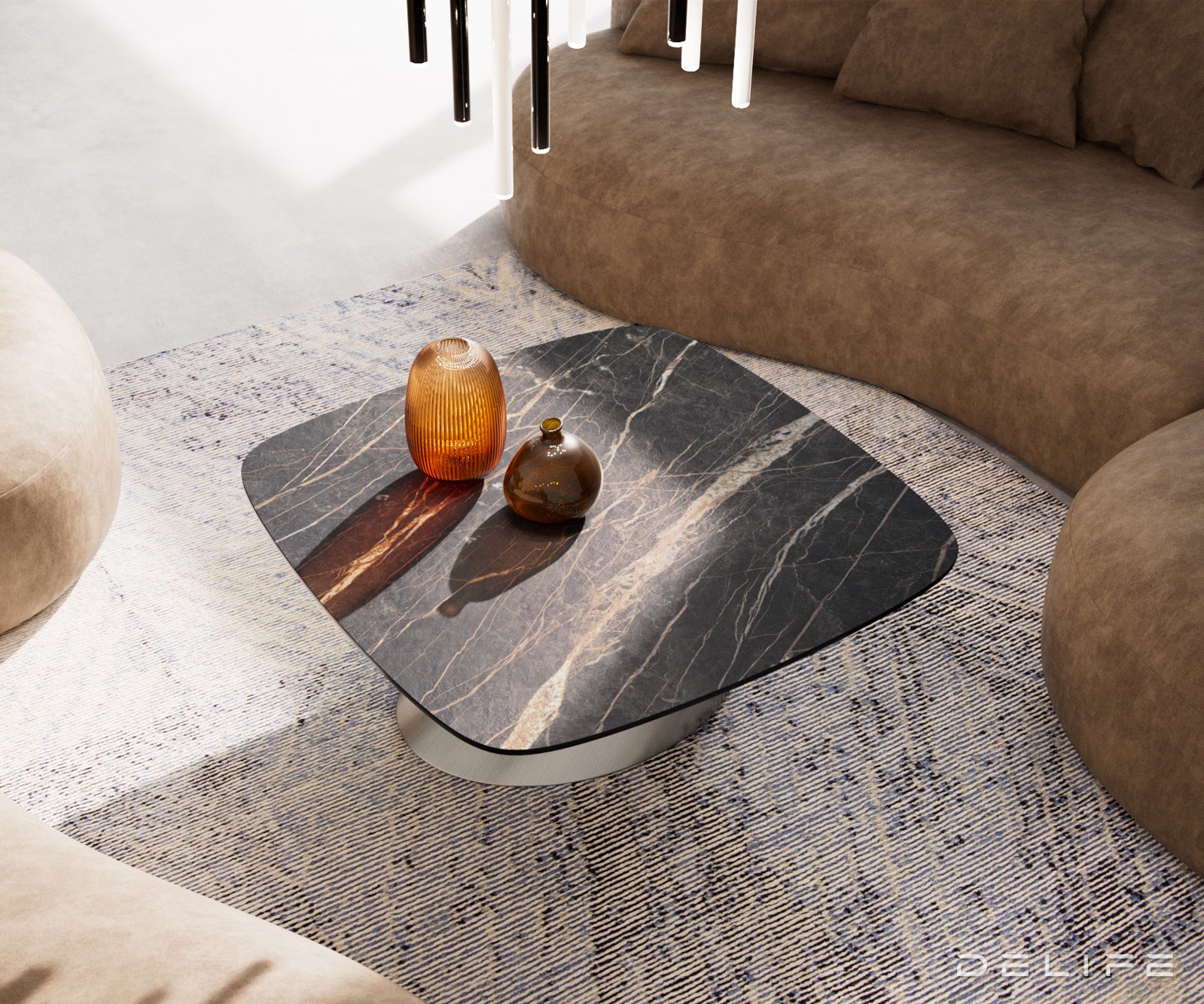 Klub stolić Edge Boot 90x90cm, Materijal: Keramika Laminam Noir Desir