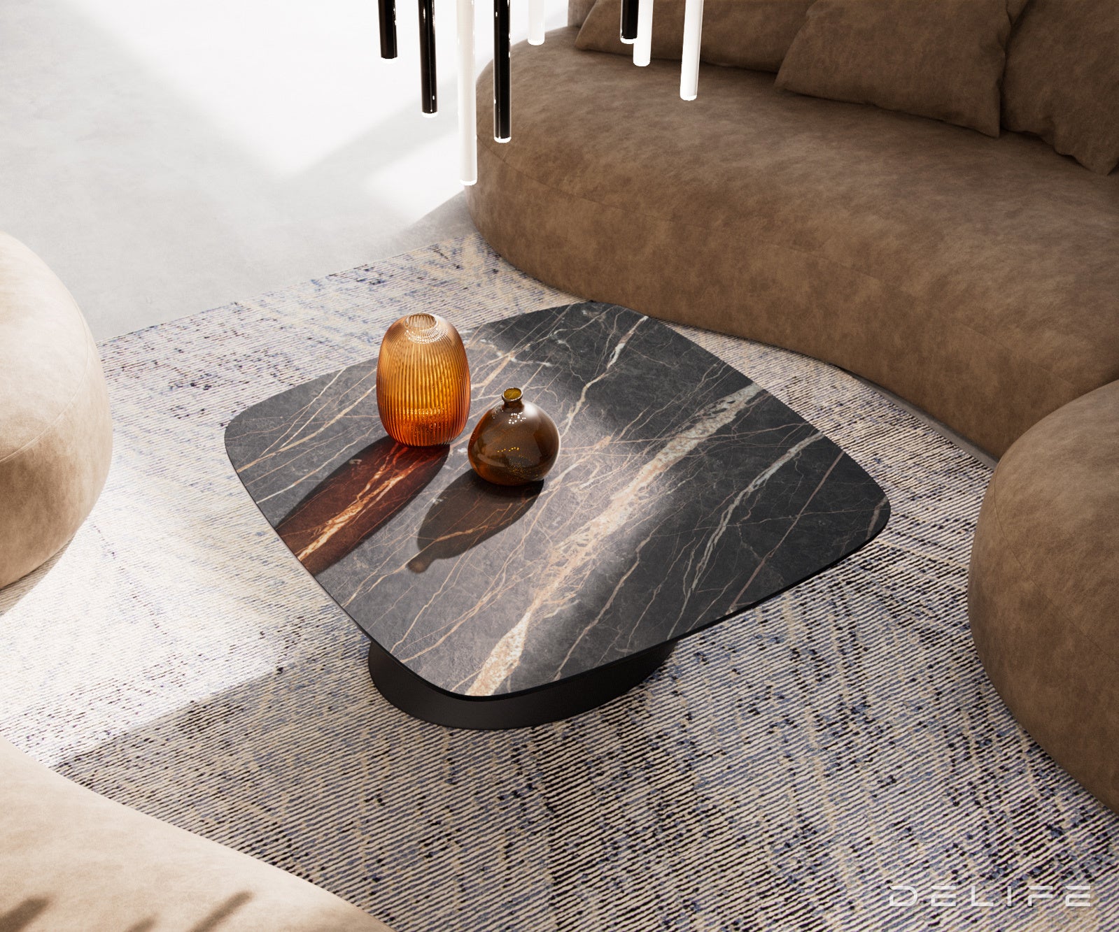 Klub stolić Edge Boot 90x90cm, Materijal: Keramika Laminam Noir Desir