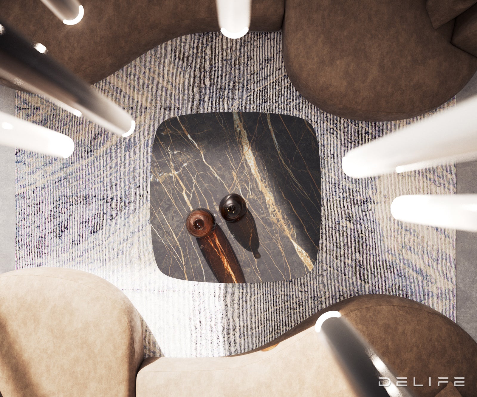 Klub stolić Edge Boot 90x90cm, Materijal: Keramika Laminam Noir Desir