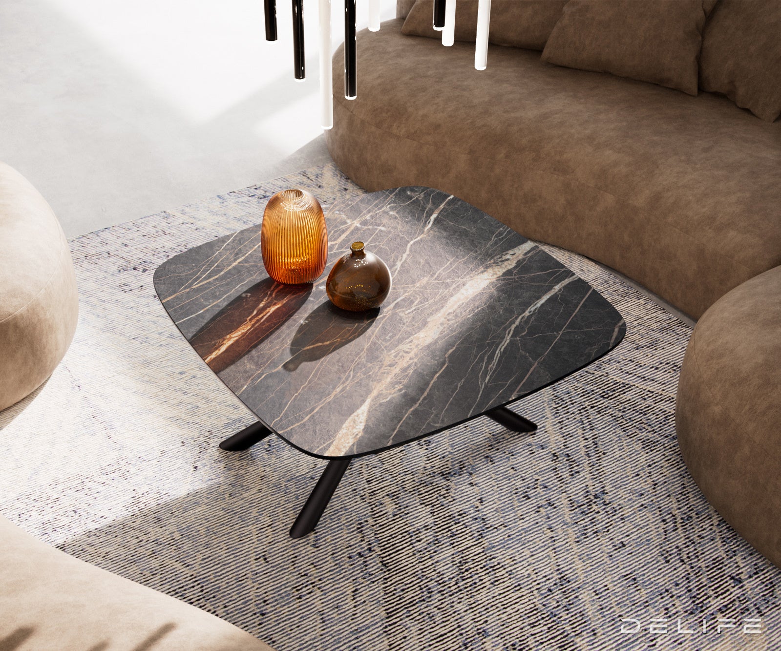 Klub stolić Edge Boot 90x90cm, Materijal: Keramika Laminam Noir Desir