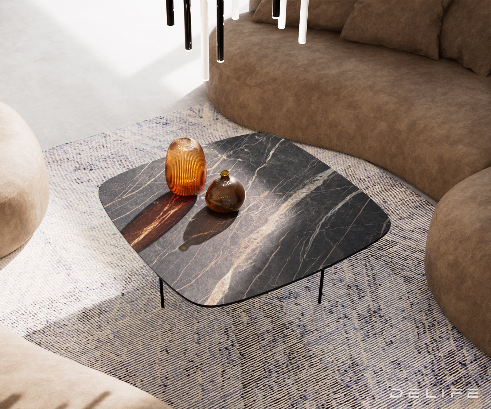 Klub stolić Edge Boot 90x90cm, Materijal: Keramika Laminam Noir Desir