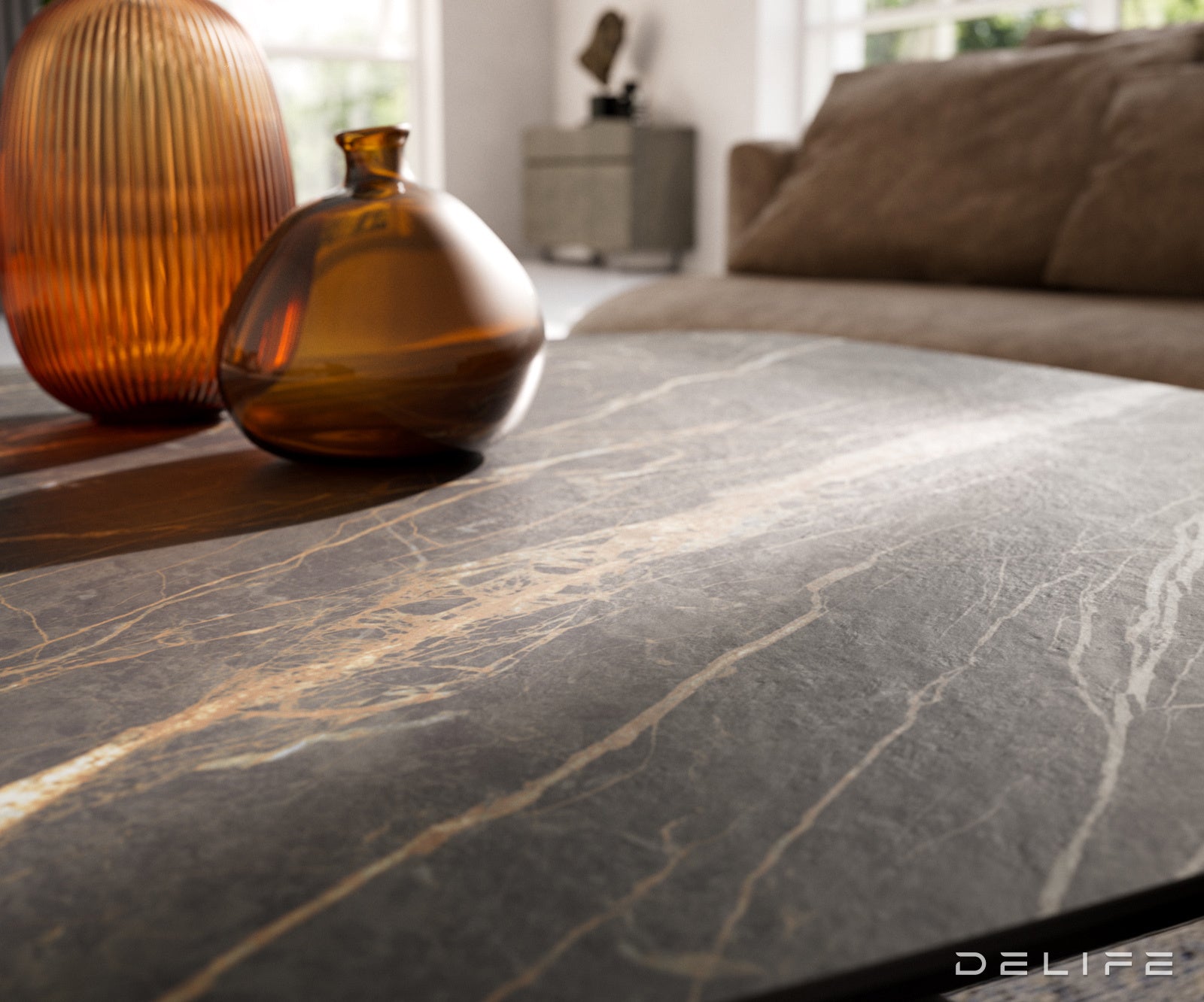 Klub stolić Edge Boot 90x90cm, Materijal: Keramika Laminam Noir Desir