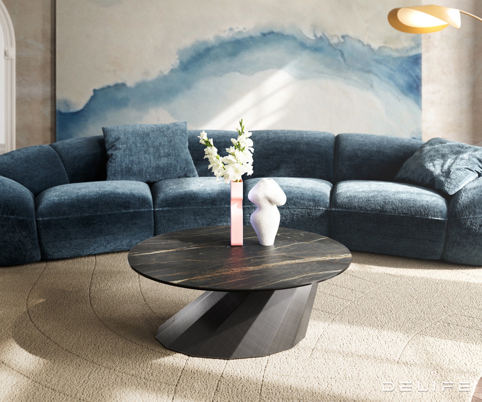 Klub stolić Edge 90x90cm, Materijal: Keramika Laminam Noir Desir