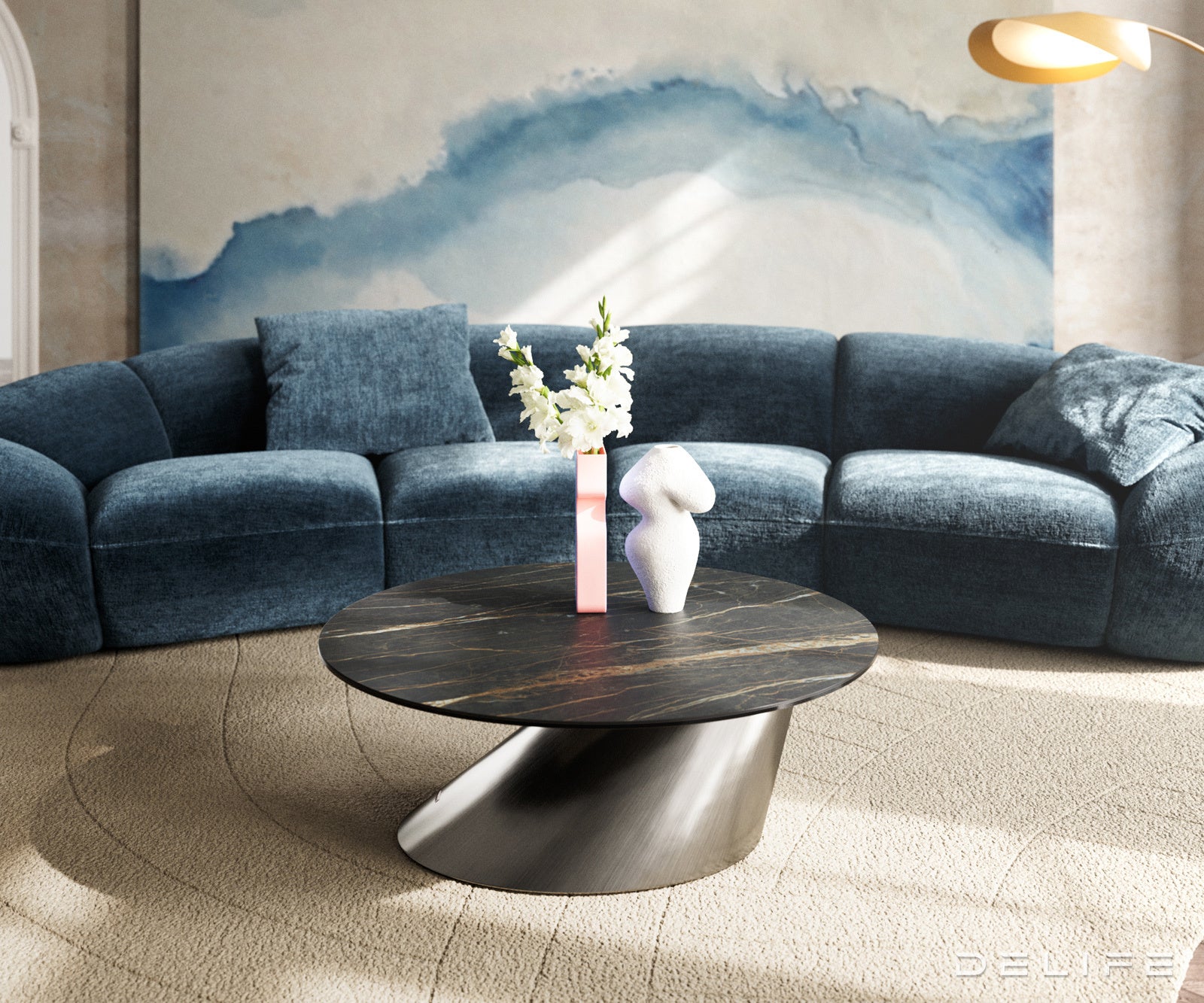 Klub stolić Edge 90x90cm, Materijal: Keramika Laminam Noir Desir