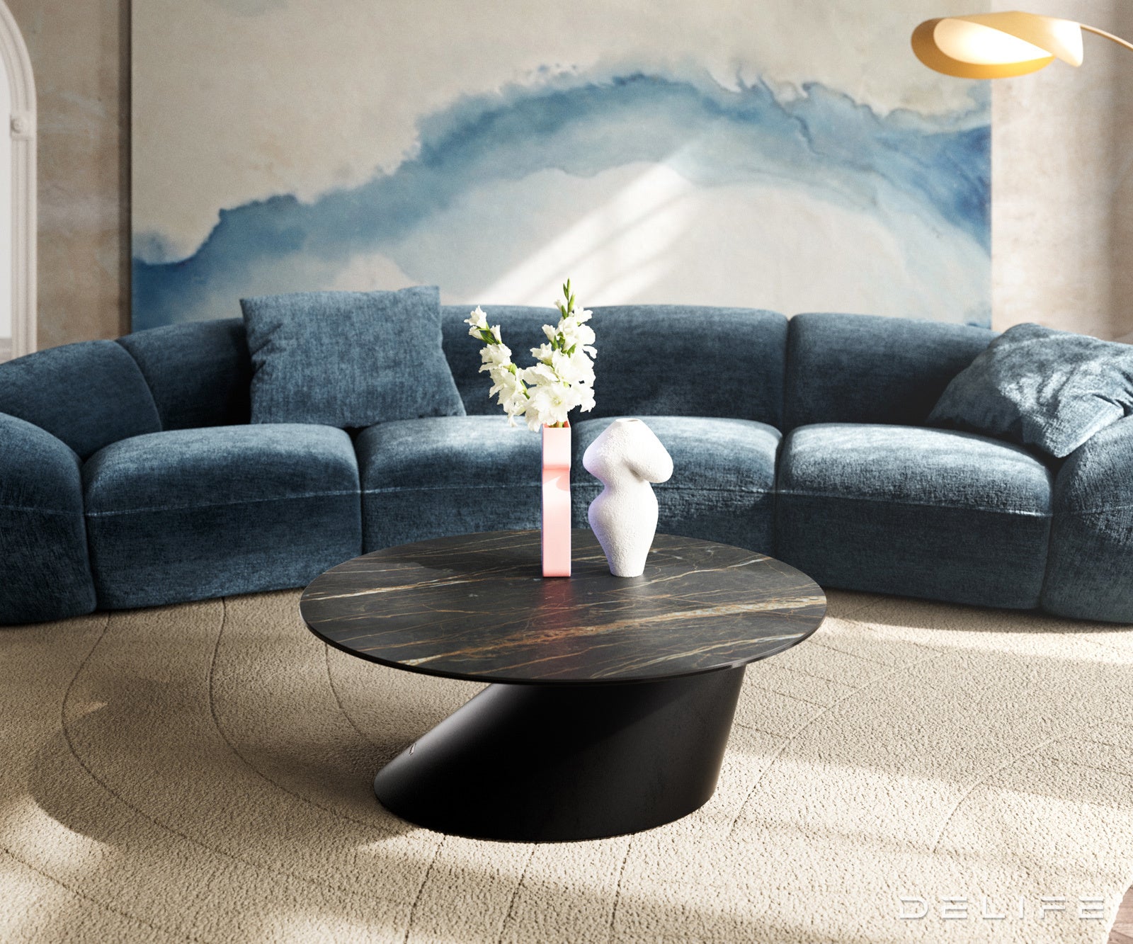 Klub stolić Edge 90x90cm, Materijal: Keramika Laminam Noir Desir