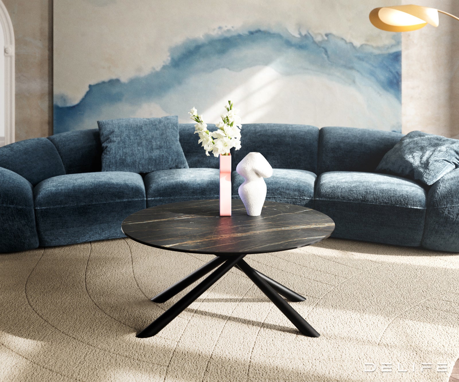 Klub stolić Edge 90x90cm, Materijal: Keramika Laminam Noir Desir