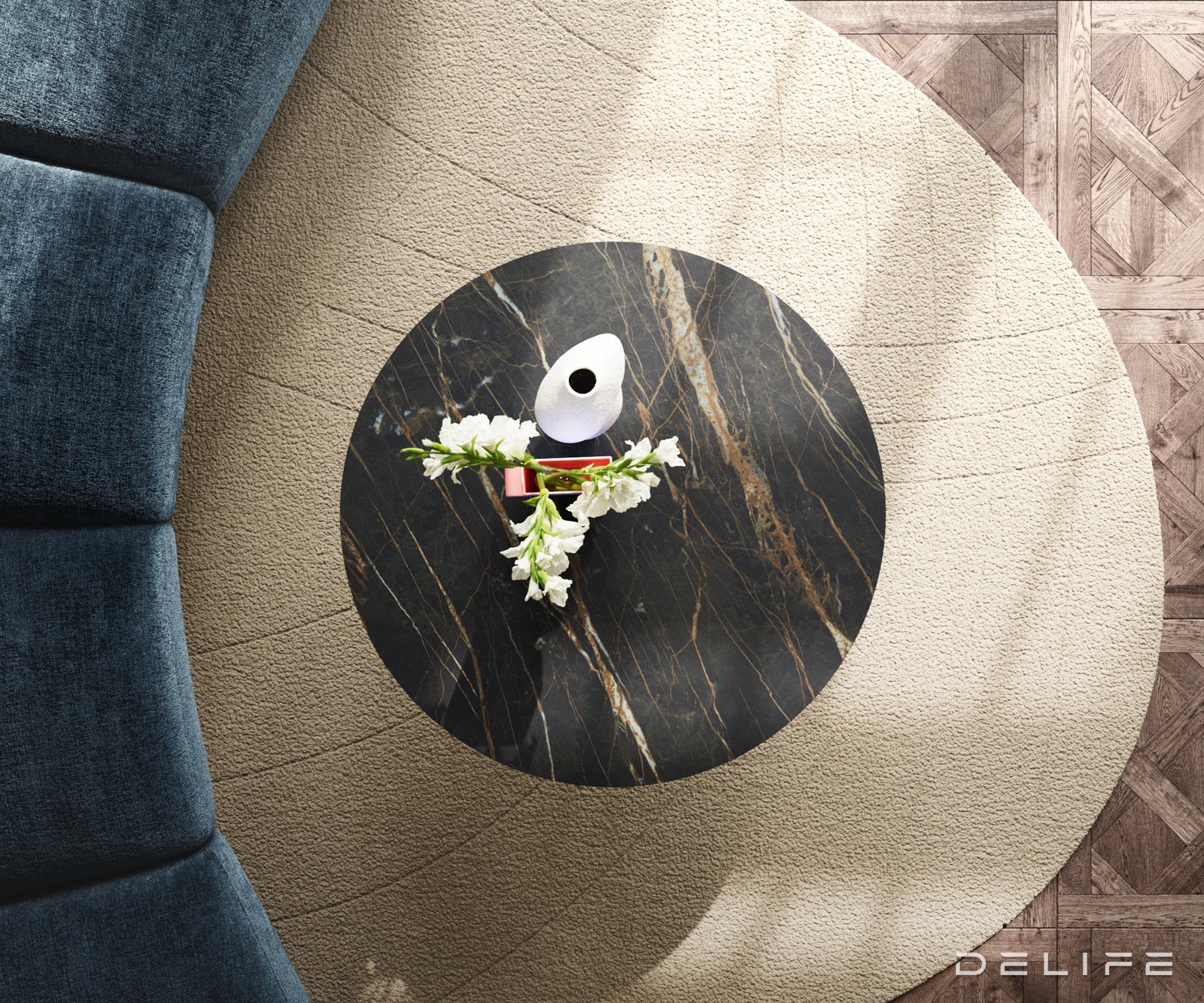 Klub stolić Edge 90x90cm, Materijal: Keramika Laminam Noir Desir