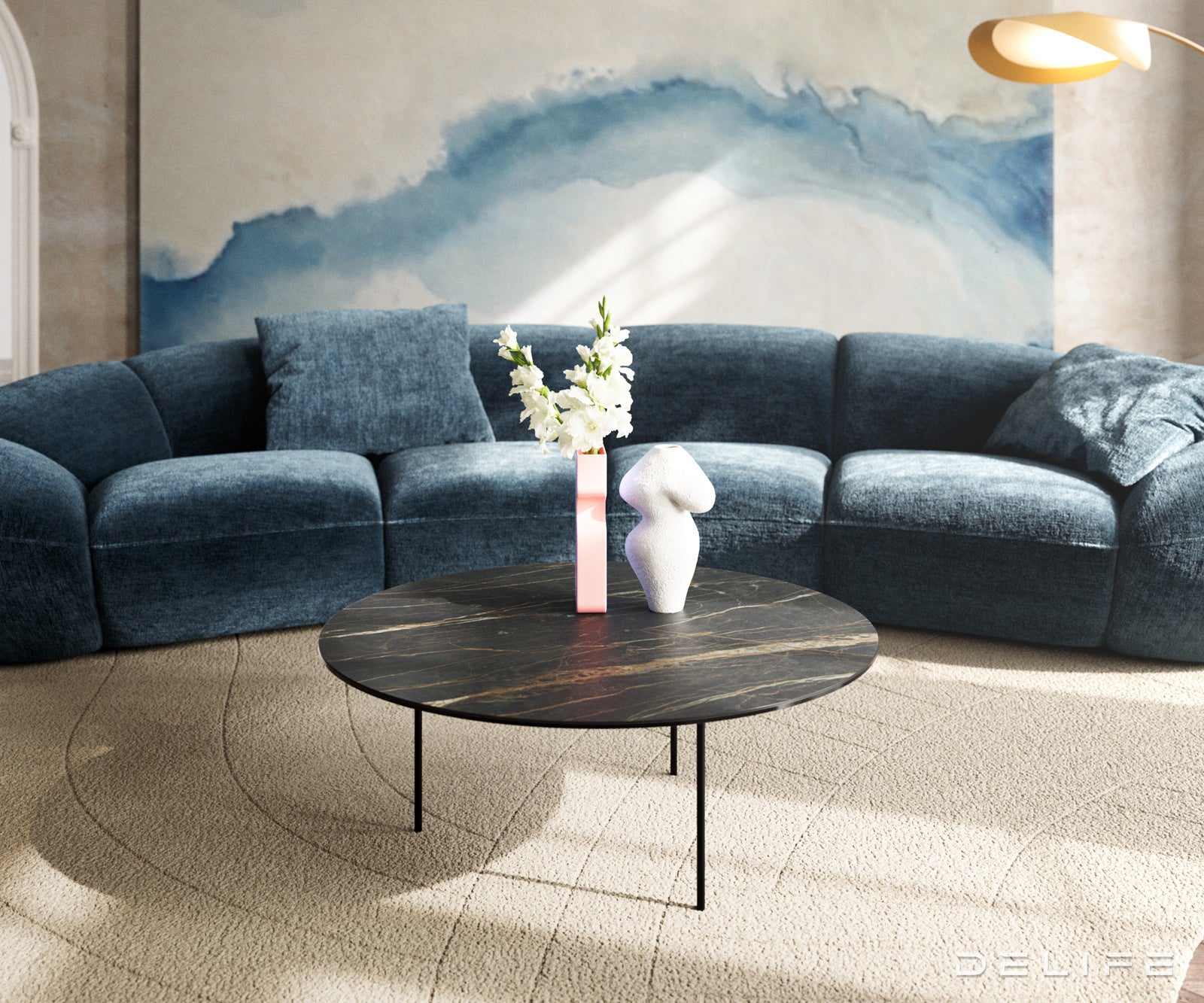 Klub stolić Edge 90x90cm, Materijal: Keramika Laminam Noir Desir