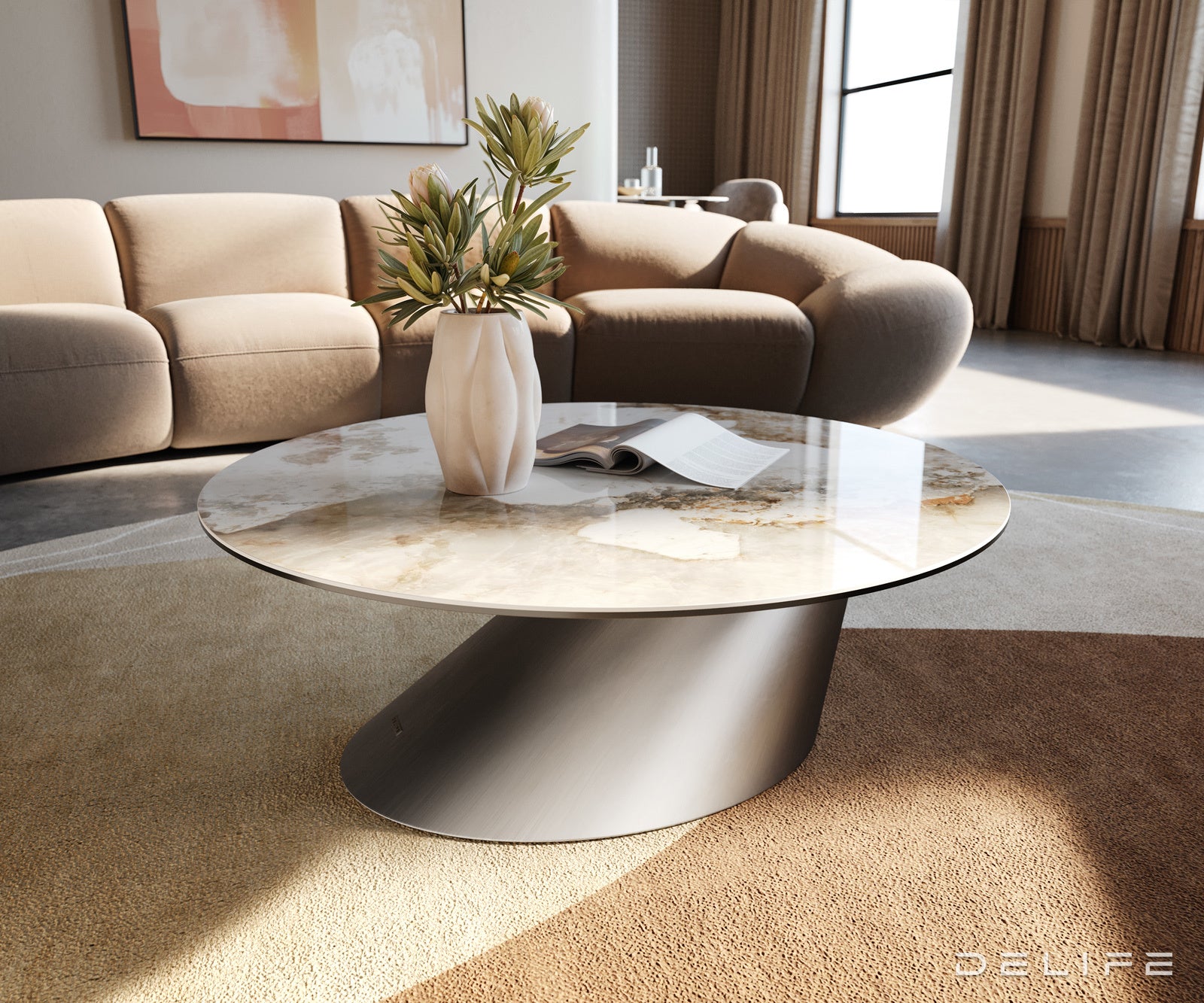 Klub stolić Edge 90x90cm, Materijal: Keramika Minas Melange