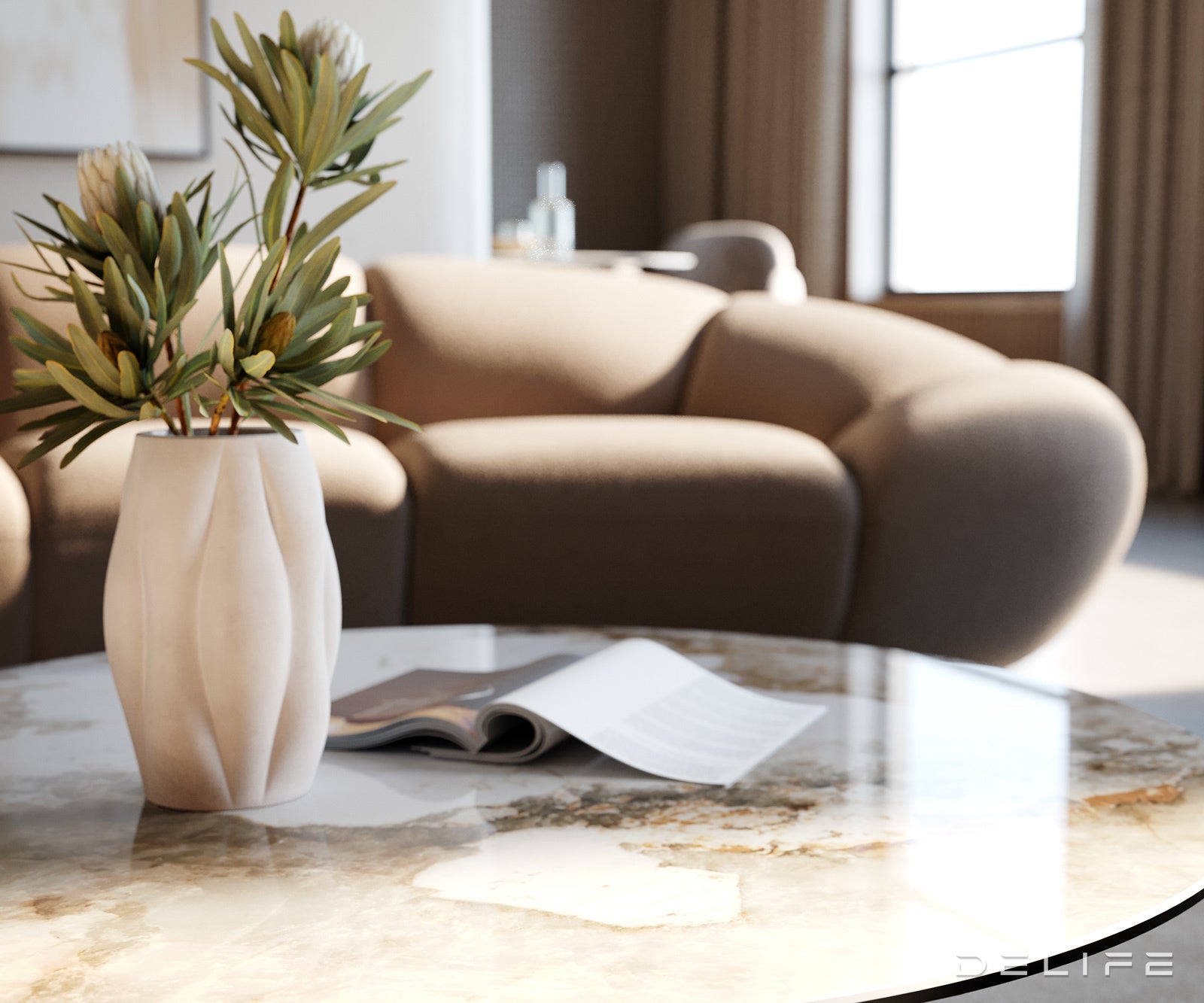 Klub stolić Edge 90x90cm, Materijal: Keramika Minas Melange