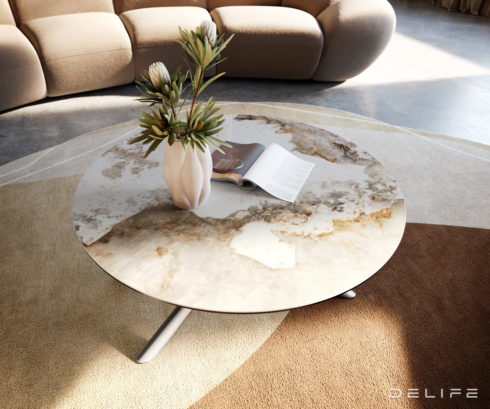 Klub stolić Edge 90x90cm, Materijal: Keramika Minas Melange