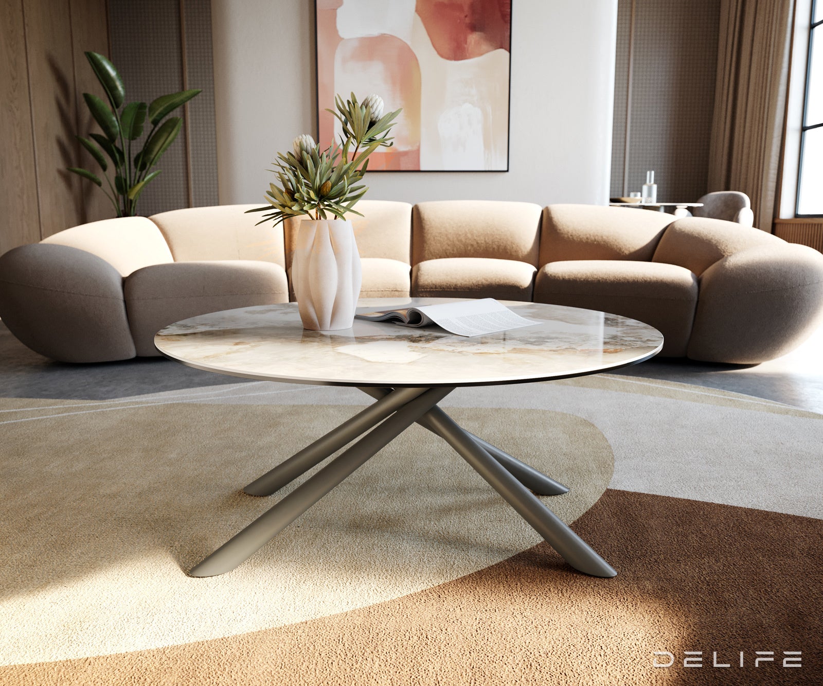 Klub stolić Edge 90x90cm, Materijal: Keramika Minas Melange