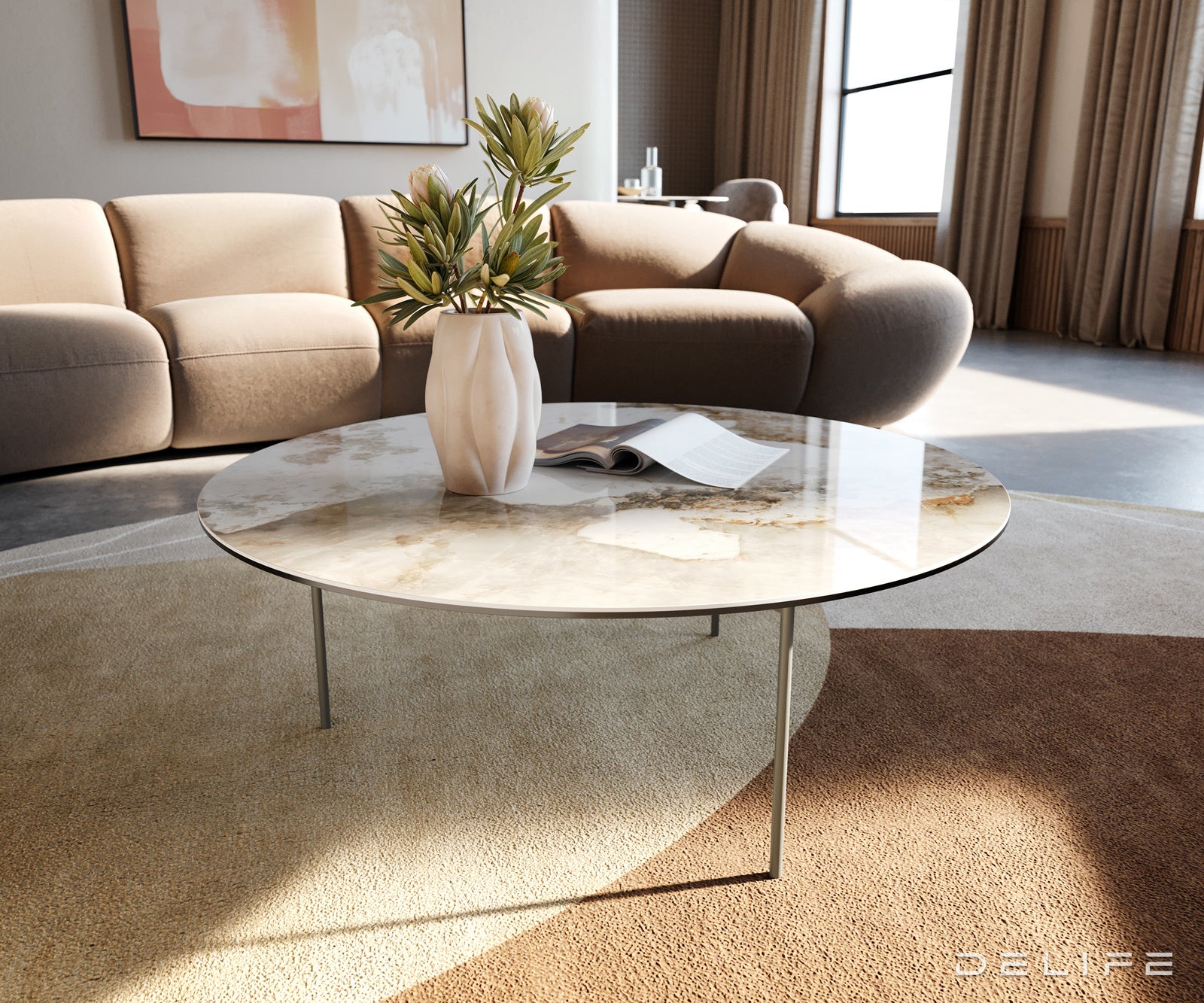 Klub stolić Edge 90x90cm, Materijal: Keramika Minas Melange