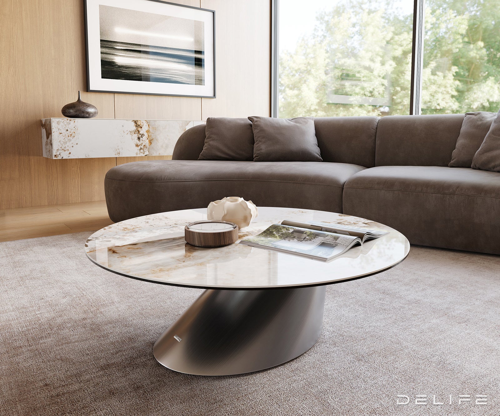 Klub stolić Edge 100x100cm, Materijal: Keramika Minas Melange