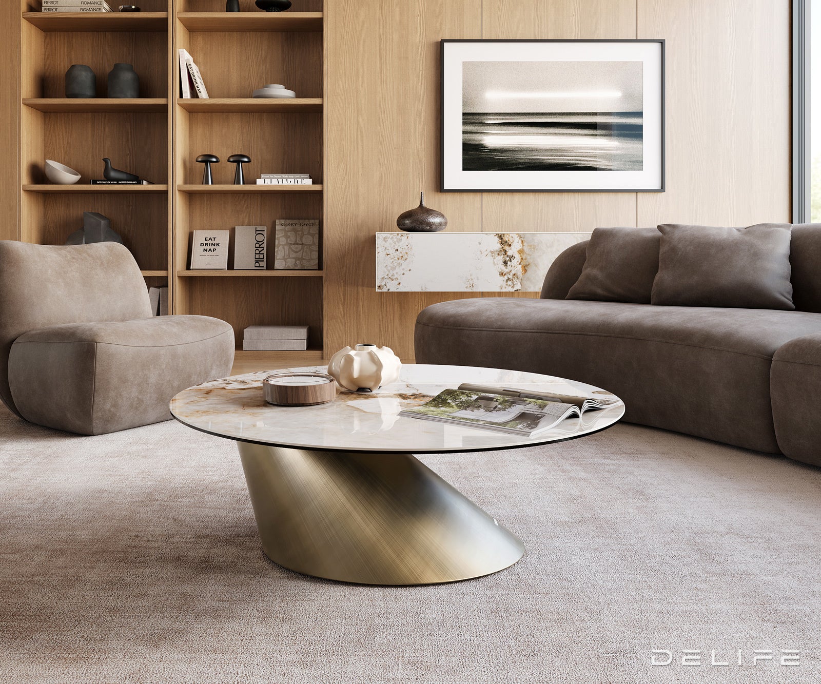 Klub stolić Edge 100x100cm, Materijal: Keramika Minas Melange