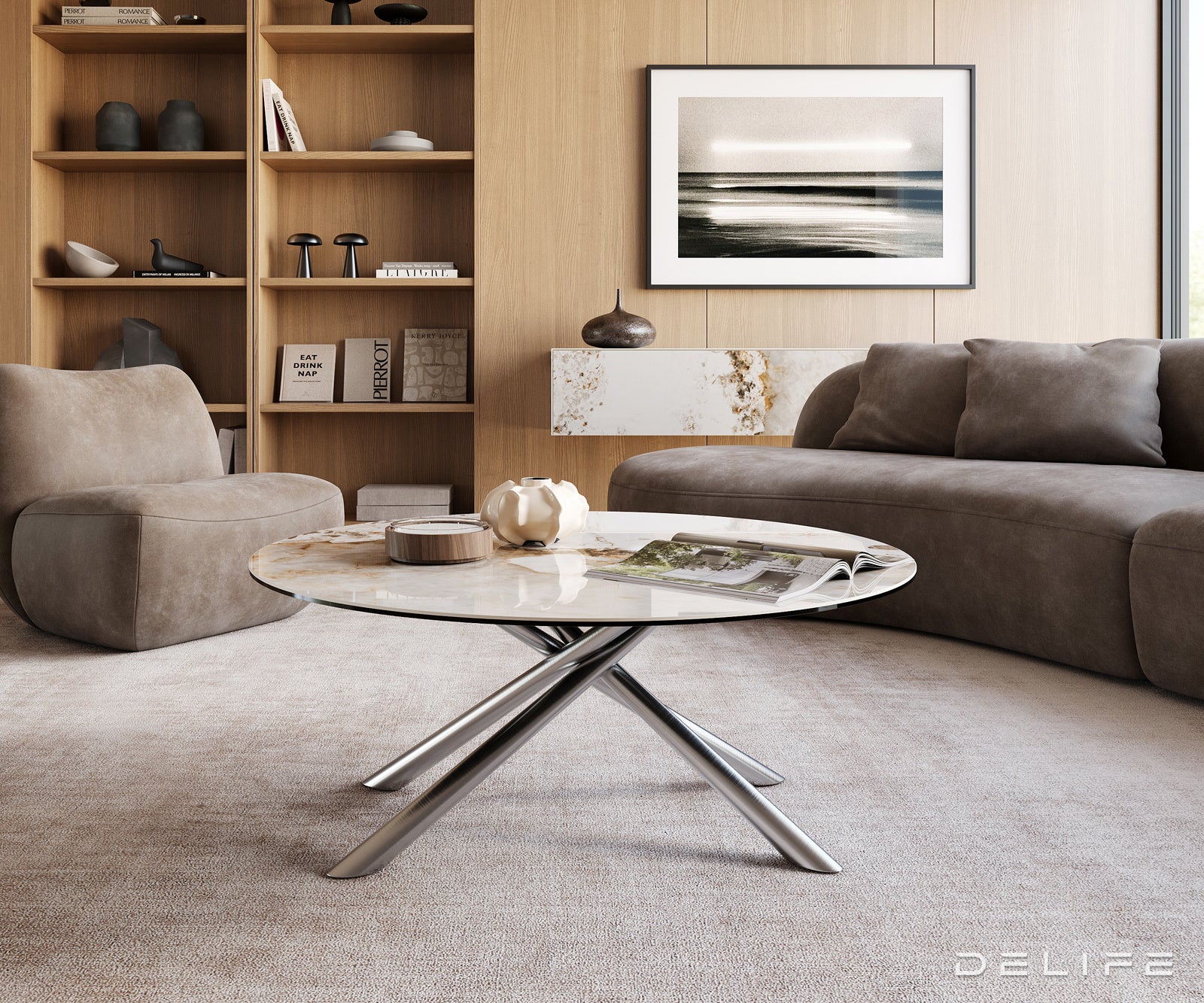 Klub stolić Edge 100x100cm, Materijal: Keramika Minas Melange